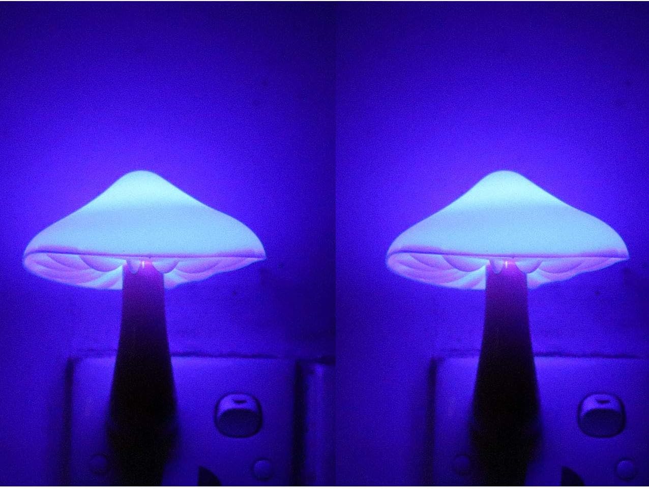 2Pack Sensor LED Night Light Plug in Lamp Mushroom Nightlight Cute Night Lights for Adults Kids Bedroom, Bathroom,Toilet,Hallway,Stairs,Kitchen Blue