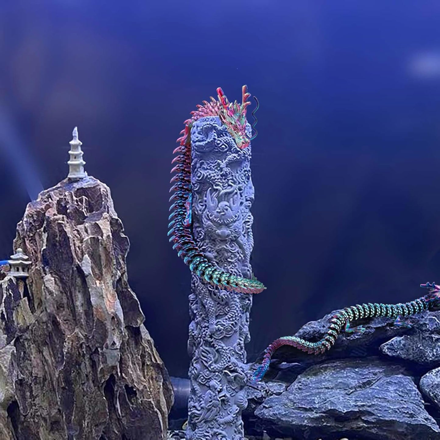 3D Printed Dragon, 17.7 Inch Articulated Dragon, Crystal Dragon, Dragon Fidget Toy, Home Office Decor Executive Desk Toys (RDGD)