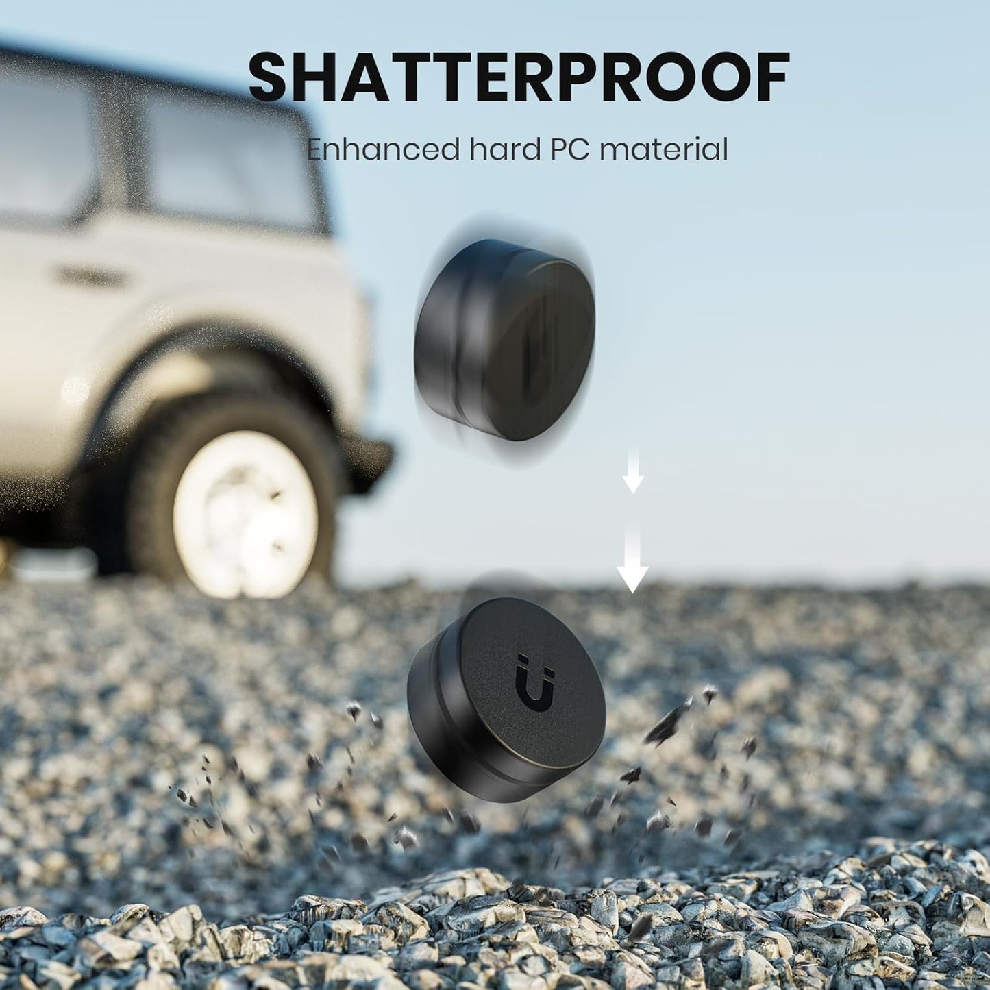 2 Pack Ultra Magnetic Air Tag Holder | Sealed from Water | Shatterproof | Minimalist Design | Compatible with Apple AirTag, Extra 3M Tape for Optional Mounting, Air Tag Magnetic Case for Car -Black