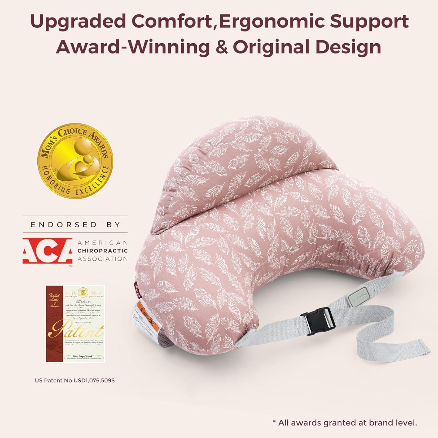 Momcozy Original Nursing Pillow for Breastfeeding-Pioneering Safety Fence- Wider Feeding Pillows for More Support for Mom & Baby- Easier Nursing & Hand Free- Fit for All, Removable Cotton Cover