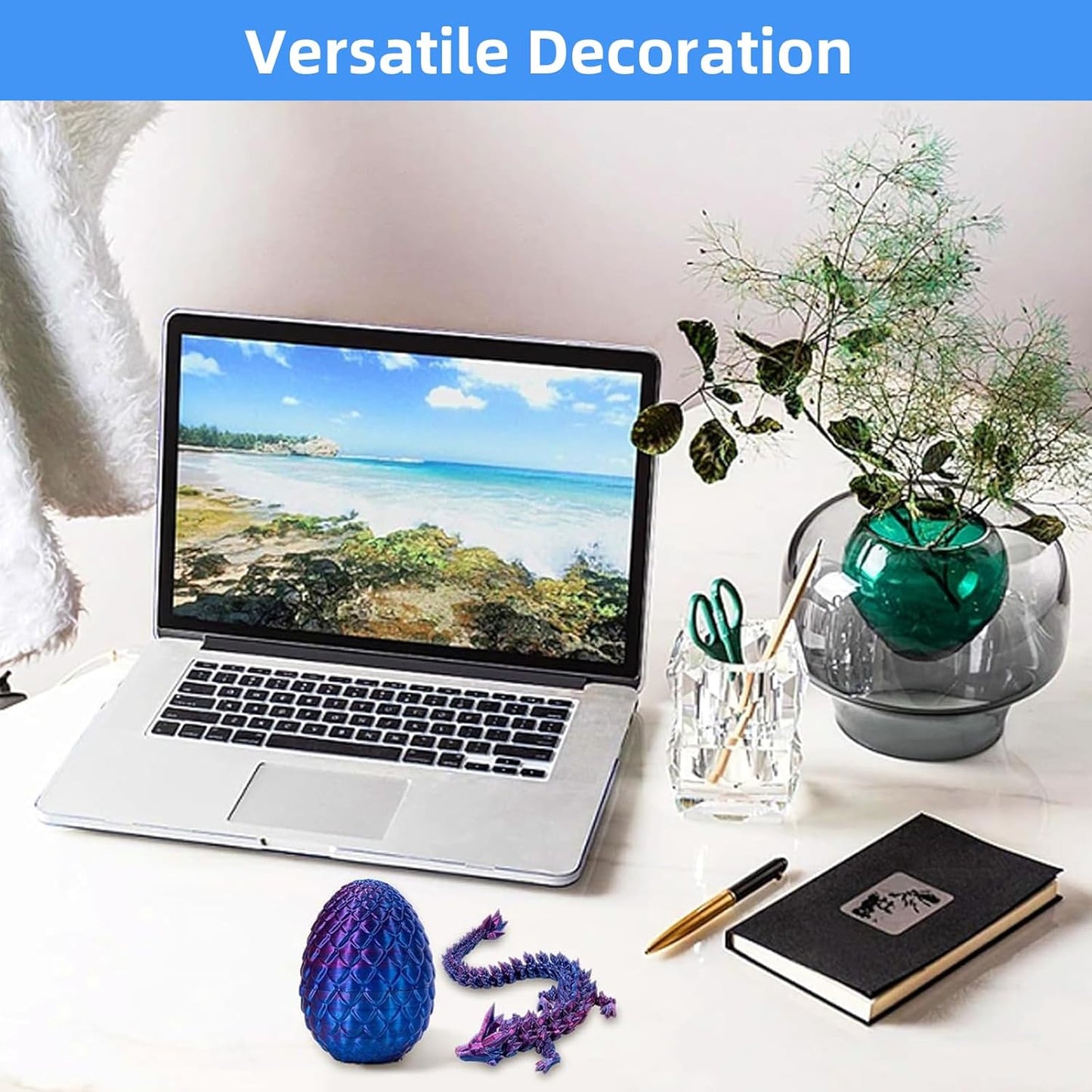 3D Printed Dragon-Flying Articulated Dragon|3D Printed Dragon Eggs with Dragon Inside|Eco-Friendly Crystal Dragon-Mystery Dragon Egg,Adults Fidget Toys for Autism ADHD (Flying Dragon/Laser Blue)