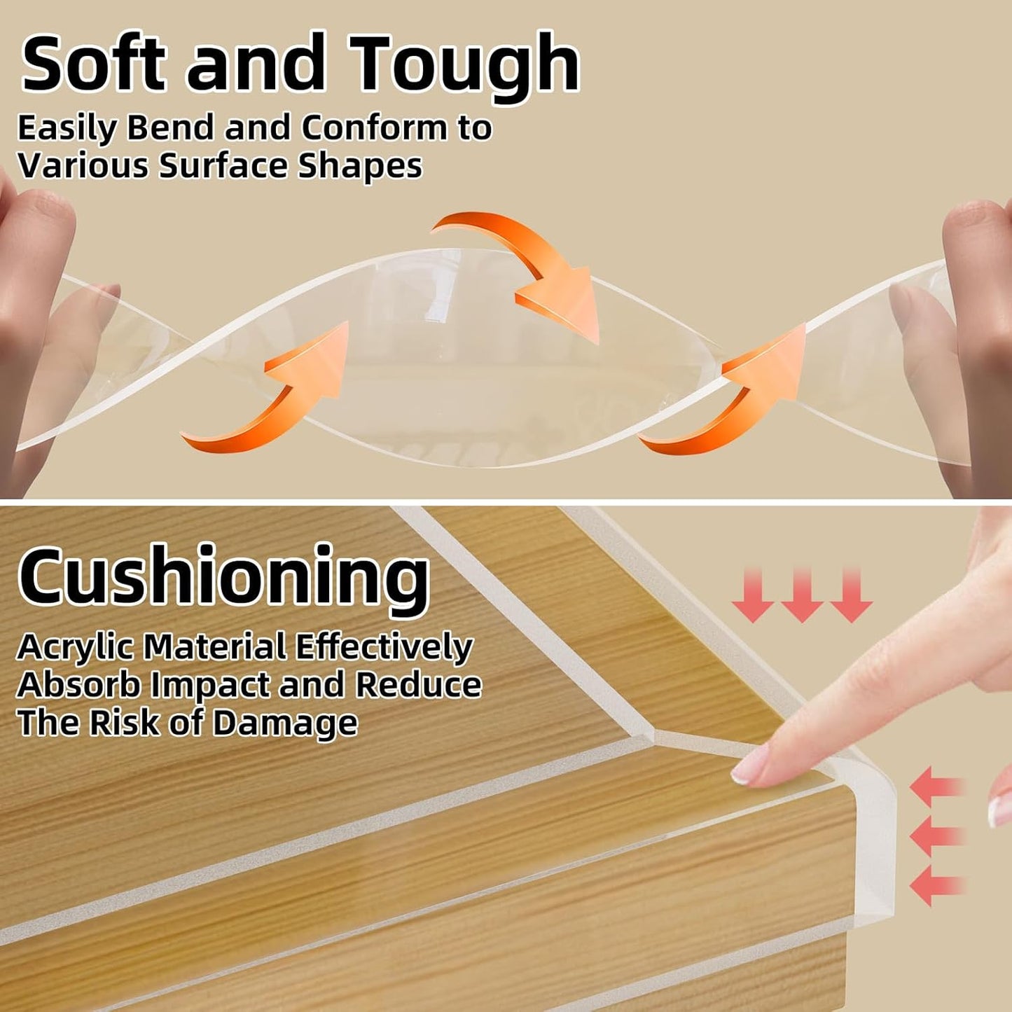 2Pack Baby Clear Edge Protector, 1.18in X 9.84FT, Child Protection Desk Corner Anti-Bump Home Wrap Invisible, Anti-Sharp Edge Protect