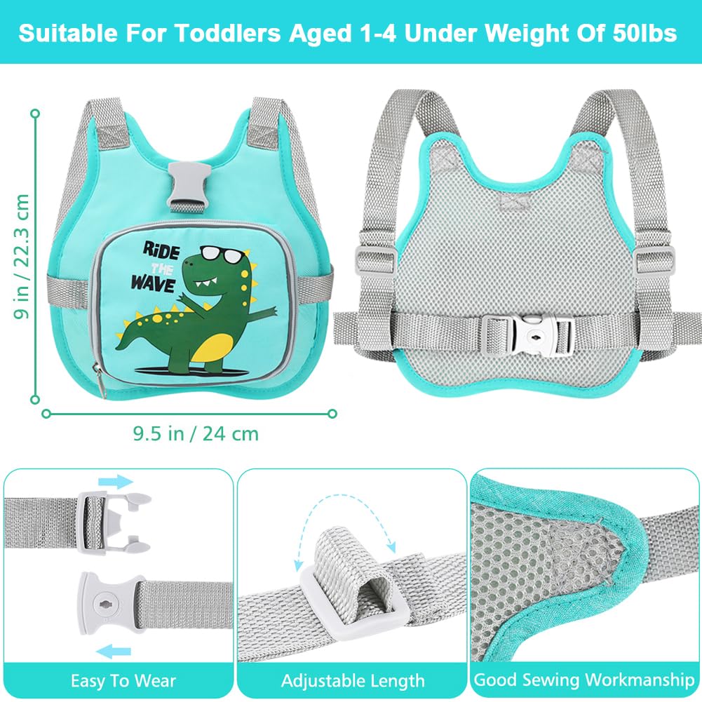 Accmor Toddler Harness Leash+ Anti Lost Wrist Link, Cute Dinosaur Kids Harness with Leash, Collapsible Child Leash Baby Walking Harness Wristband Assistant Strap Belt for Boys Girls to Outdoor Travel