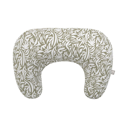 Boppy Nursing Pillow - Ergonomic Bottle & Breastfeeding Pillow, Higher, Firmer & Larger, Water-Repellent with Washable Organic Cotton Cover, Baby Safety Alliance Verified - Green Cut Out Leaves