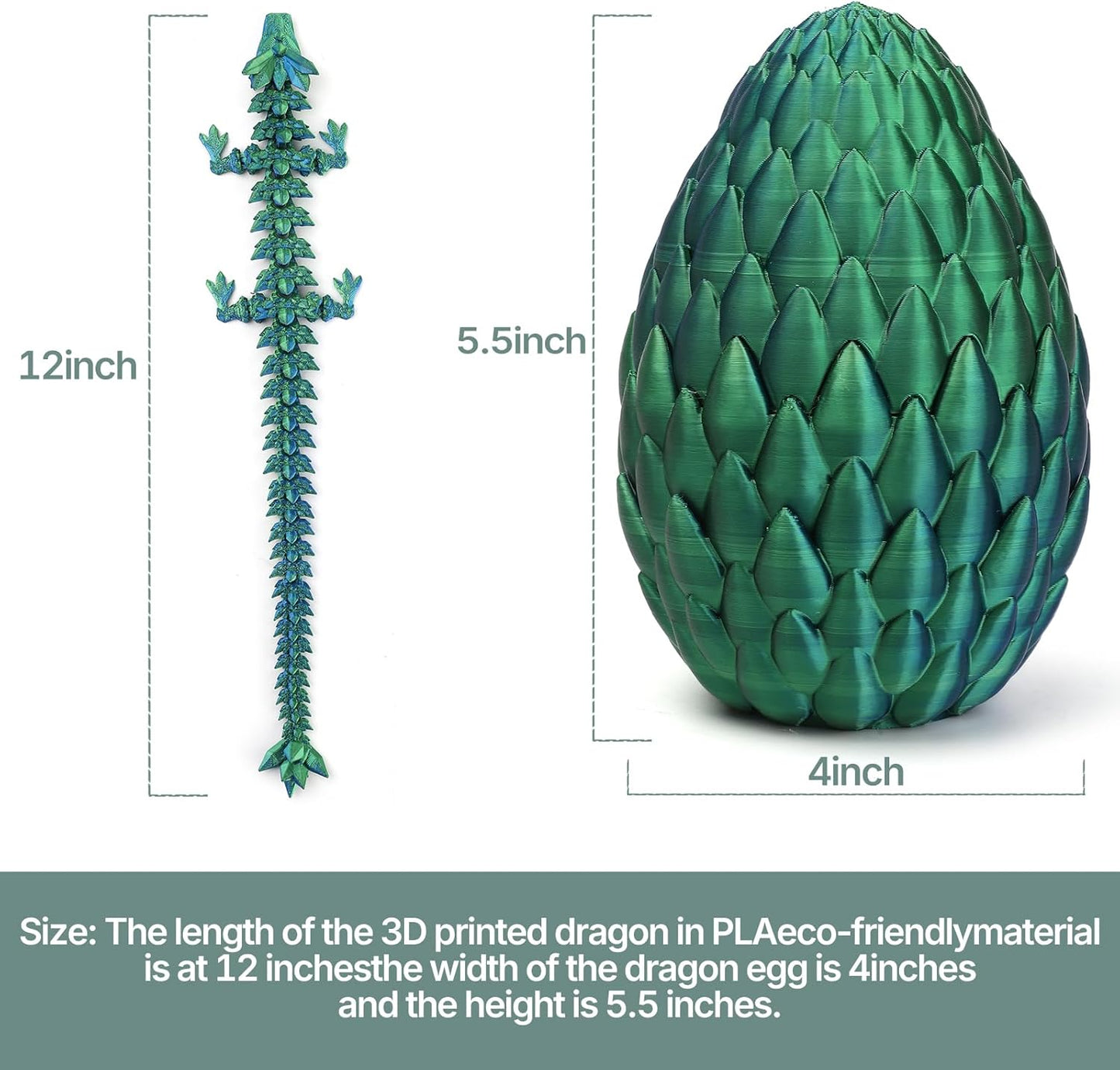 3D Printed Dragon Toy 12" Crystal Dragon Fidget Executive Desk Dragon Egg