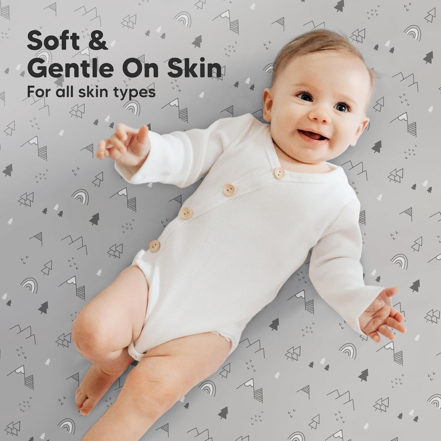 2-Pack Mini Crib Sheets Fitted - 38x26 Pack N Play Sheets for Pack and Play Mattress, Organic Cotton, Soft & Breathable Playard Bedding, Neutral Mini Toddler Bed Cover for Boys, Girls (Woodland)