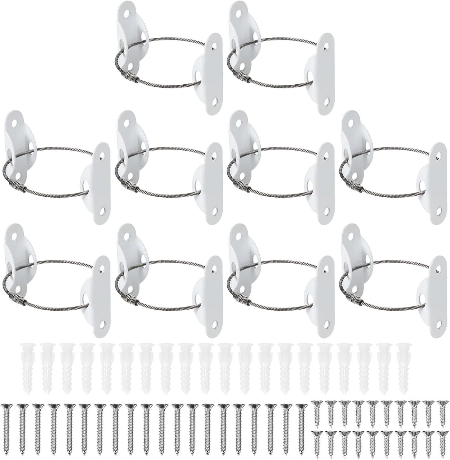 MECCANIXITY Furniture Anchors, 8 Inch Anti Tip Furniture Anchors Stainless Steel Furniture Securing Wall Anchors for Earthquake Straps Home Safety, White 10 Sets
