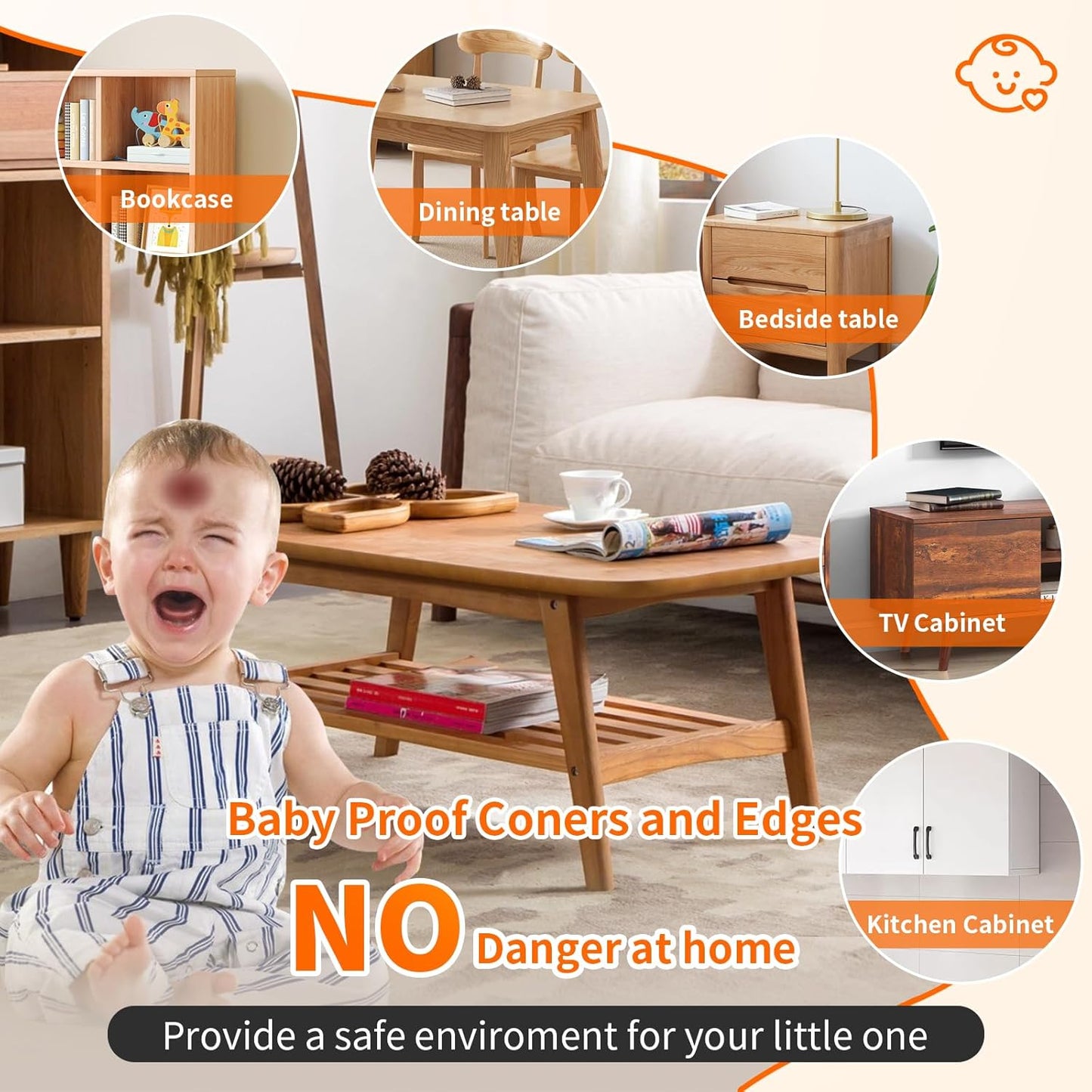 8 Pack Corner Protector Baby, Clear Coner Guard Furniture Corner & Edge Safety Bumpers Cushion for Table Edges & Sharp Coners, Baby Proofing, L Shaped