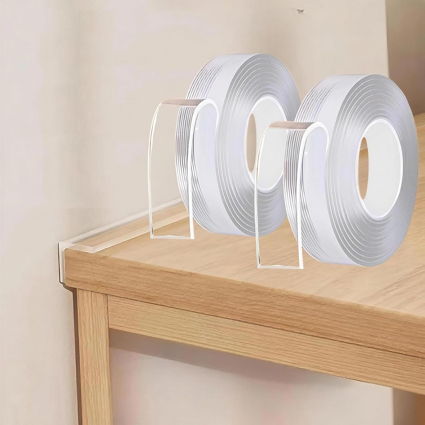 2roll Edge Protector Tape 1.18in Width x78.8in Length,Clear Edge Protector Strip Sharp Edge Wrap Cover Tape,Adhesive Edge Protector (3cmx2m,thk: 2mm)