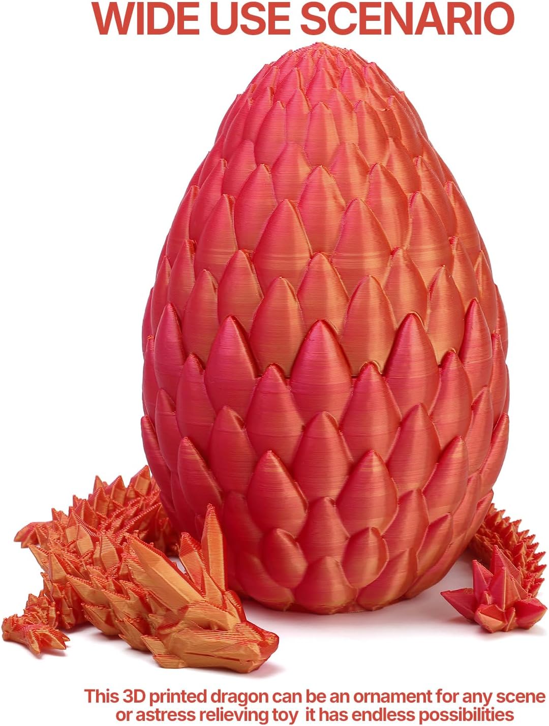 3D Printed Dragon Toy 12" Crystal Dragon Fidget Executive Desk Dragon Egg