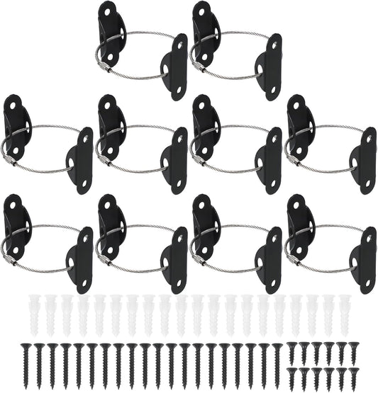 MECCANIXITY Furniture Anchors, 8 Inch Anti Tip Furniture Anchors Stainless Steel Furniture Securing Wall Anchors for Earthquake Straps Home Safety, Black 10 Sets