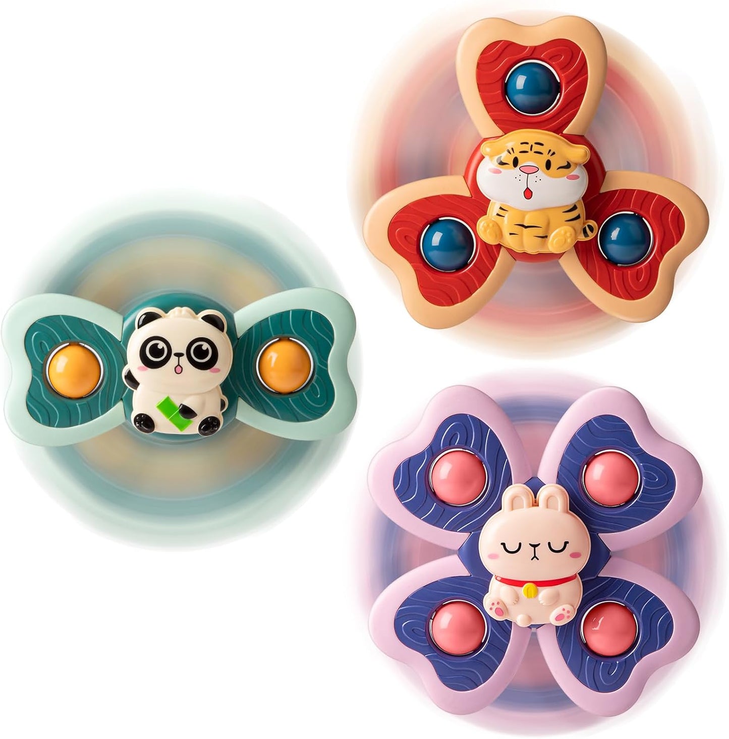 3PCS Animal Suction Cup Spinner Toys for 1 2 Year Old Boys Spinning Toys Baby Toys 12-18 Months Sensory Toys for Toddlers 1-3 First Birthday Baby Gifts for 1 Year Old Girls