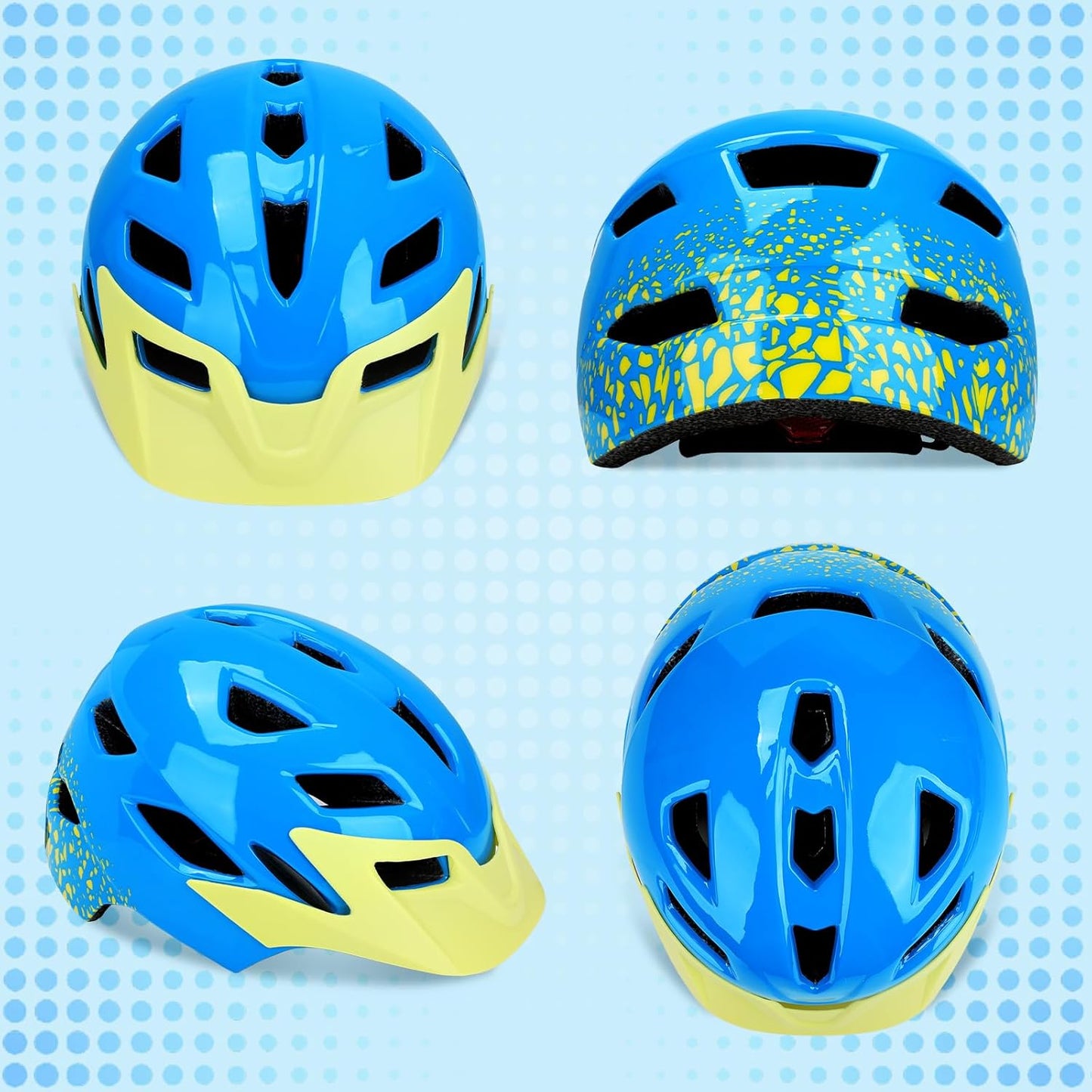 Adjustable Toddler Helmet, Kids Bike Helmets for Boys Girls 3-5/4-6/5-8 Years, Protective Gear Set for Bicycling/Skateboarding/Rollerblading/Scootering