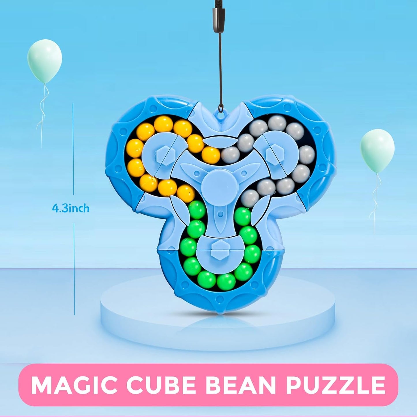 3 PCS Magic Cube Bean Puzzle,Rotate and Puzzle,Stress and Anxiety Relief Fidget Toys,Brain Teasers Travel Games for Kids,Teens,and Adults,Pop Birthday Gifts(Individually Gift Boxed)