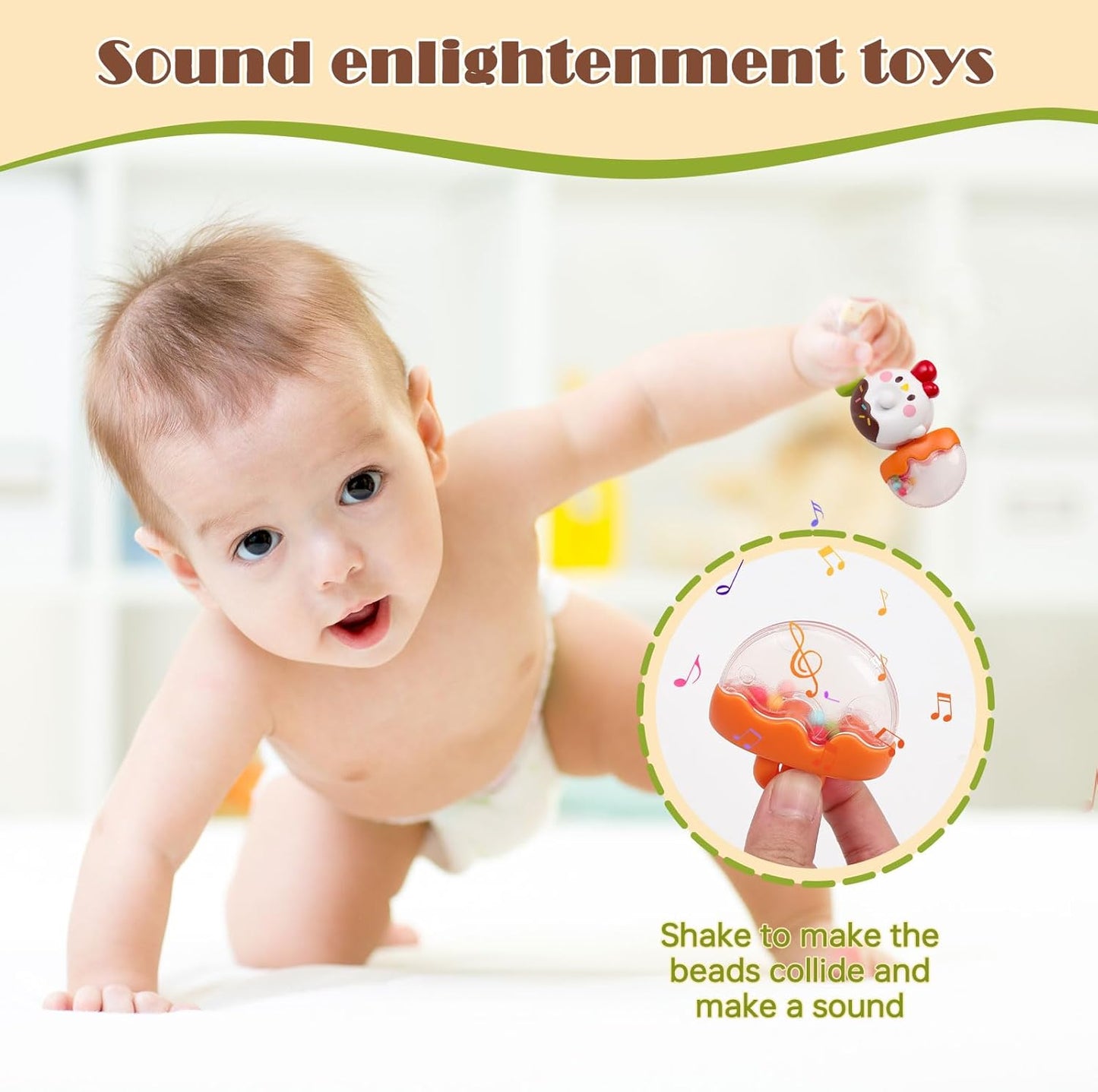 3PCs Suction Cup Spinner Toys for Babies, Montessori Sensory Toys for 12+ Months Baby Boys Girls, Bath/Airplane/Car/Travel Activities Fidget Toys for Toddlers, First Birthday Gifts for Newborn