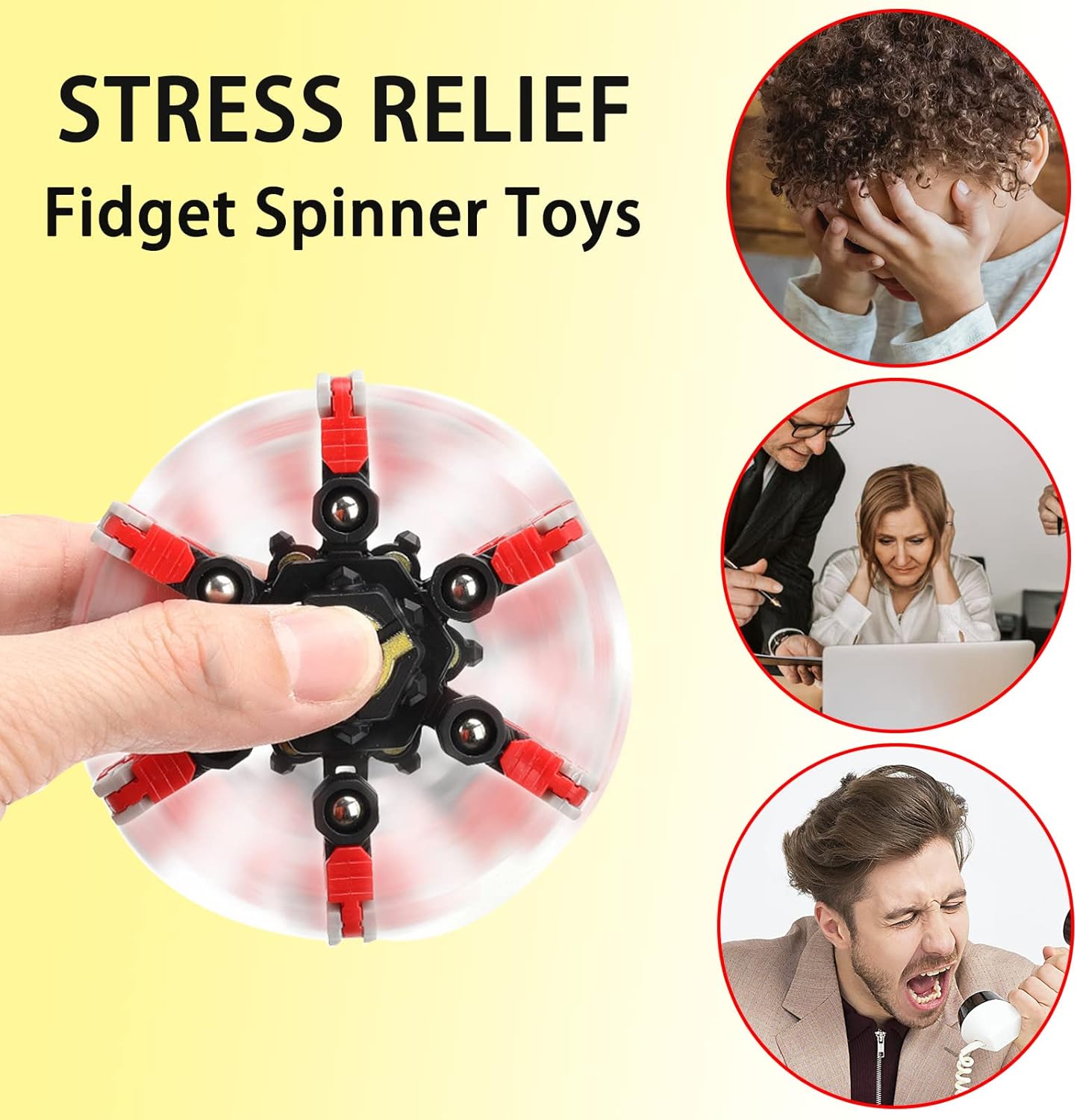 4 Pack Transformable Fidget Spinner Fidget Toys Set, Fidget Spinner Transformable,Sensory Fidget Toys Stress Relief and Anti Anxiety Toys for Kids and Adults Gift for Christmas Birthday Party Favor