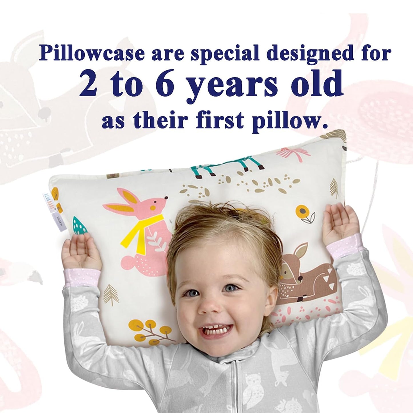 ALVABABY Toddler Pillowcases 2 Pack Organic Cotton Kids Pillow Cover Fit 13"x 18" or 12"x16" Envelope for Girl Boy Sleepy Travel