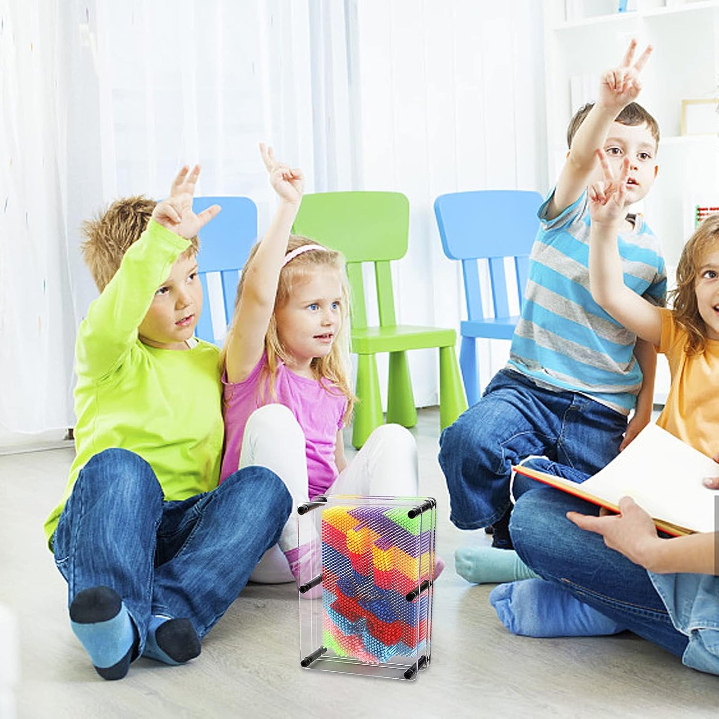 Hacaroa 2 Pack 3D Pin Art Toy, 8"x6" Plastic Pin Art Board Game Sensory Toy, Sculpture Craft Fun Creativity for Kids, Adults, Home, Office Decoration, Multicolor