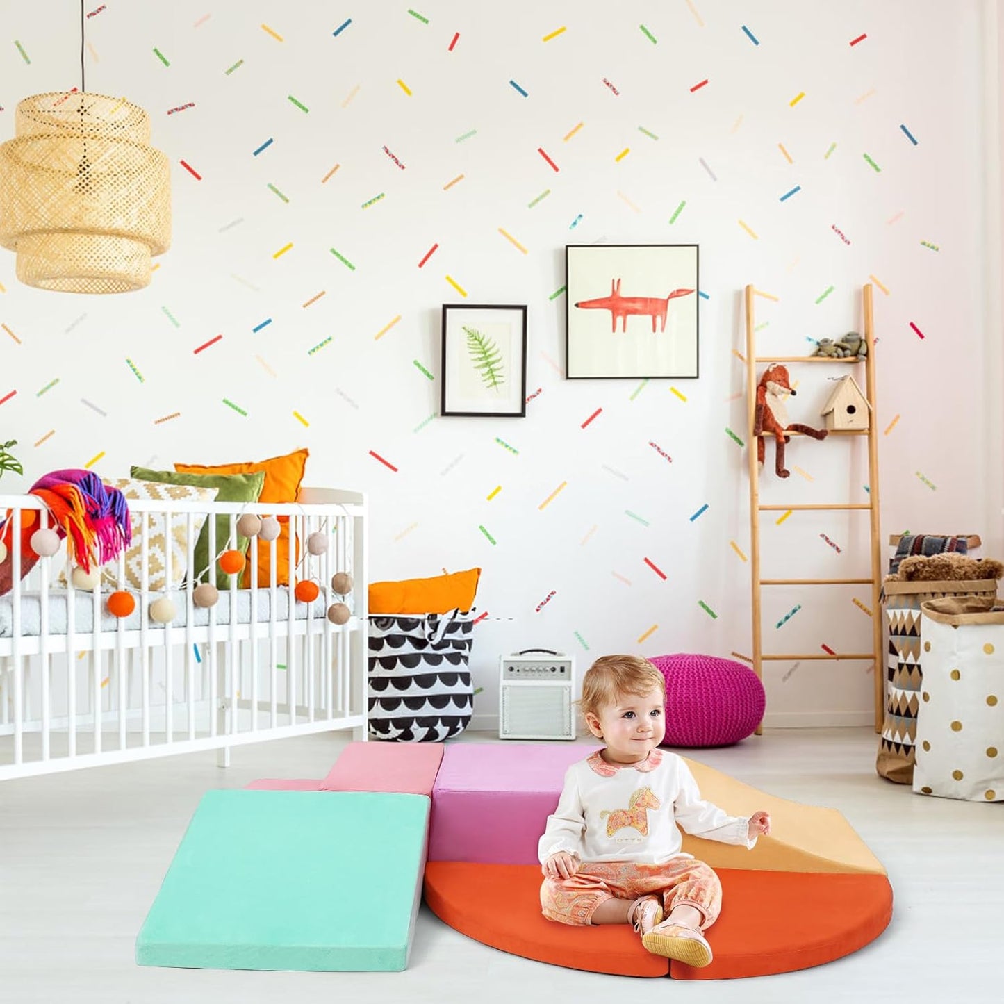 6-Piece Soft Suede Toddlers Climbing Toys, Baby Foam Climbing Blocks, Waterproof Foam Play Gym Climber Structures for Toddler Babies, Indoor Climb and Crawl Activity Play Set