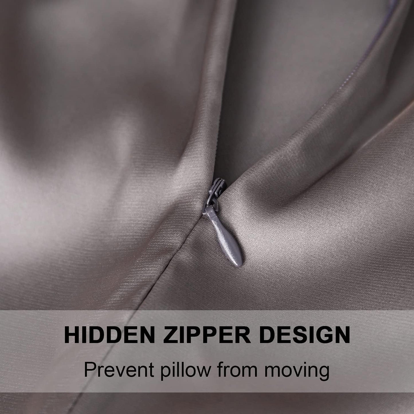 2 Pcs Mulberry Silk Pillowcase for Hair and Skin,Cooling Silk Pillow Case with Hidden Zipper,Allergen Proof Dual Sides Soft Breathable Smooth Silk Pillow Cover for Women(Standard-2PCS,Dark Gray)