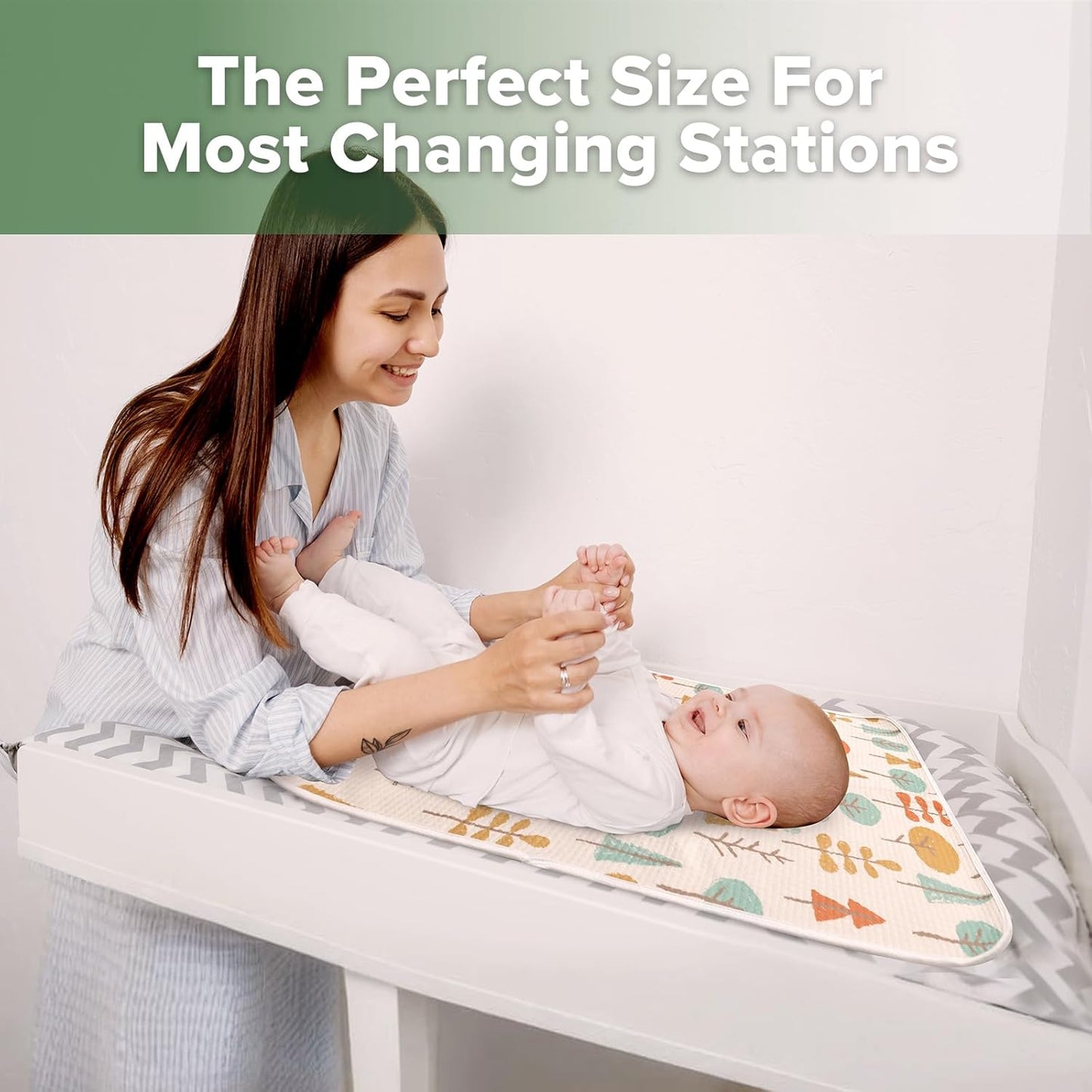 haakaa Waterproof Changing Pad Liners, 100% Cotton, Soft & Breathable (1pc, 19.5" x 27.5" Autumn Glade)