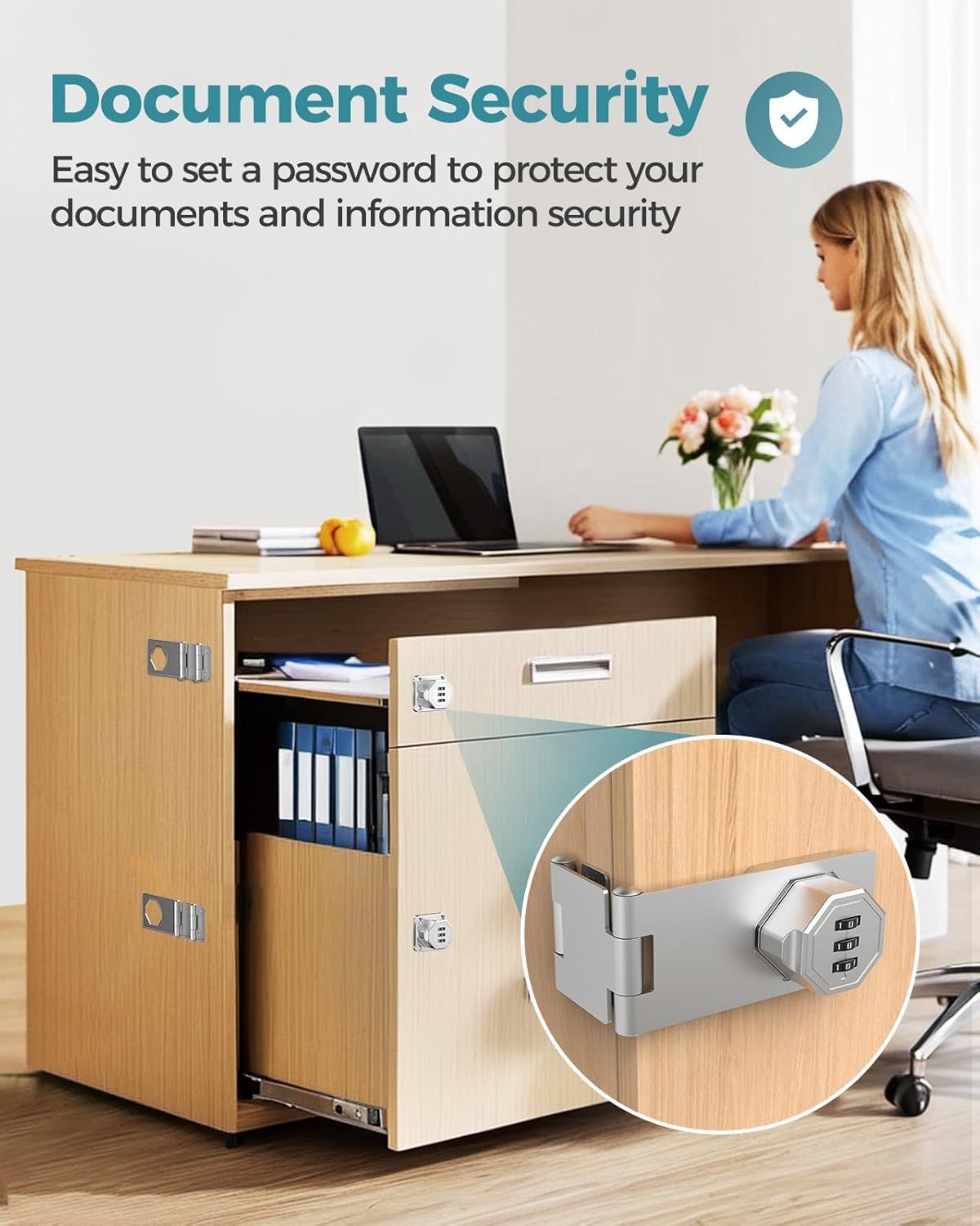 90 Degree Cabinet Combination Door Lock Latch, Zinc Alloy Password Rotary Hasp Lock, Keyless Folding Latches for Office File Cabinet, Drawers, Cupboard, Small Doors, Locker (2, Silver)