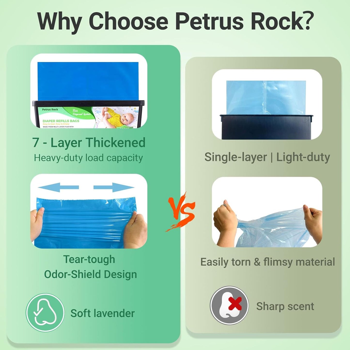 Diaper Pail Refill Bags | Compatible with Genie Easy Roll Refill Signature & Platinum Pails | 30 bags Per Refill | Extra Thick | 7-Layer Odor-Barrier Technology | Lavender Scented