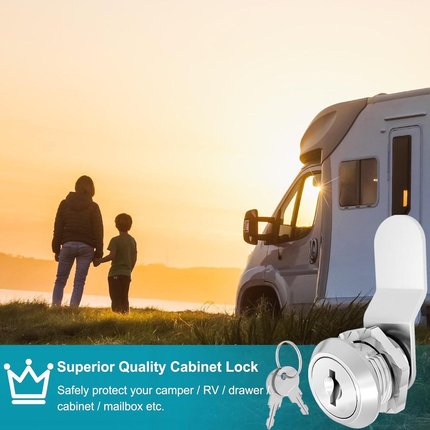 6 Pcs Cabinet Locks with Keys, 5/8 Inch Cam Lock Keyed Alike, RV Cam Lock for RV Storage Door, Cabinet and Drawer, Tool Box Locks with Keys, Zinc Alloy