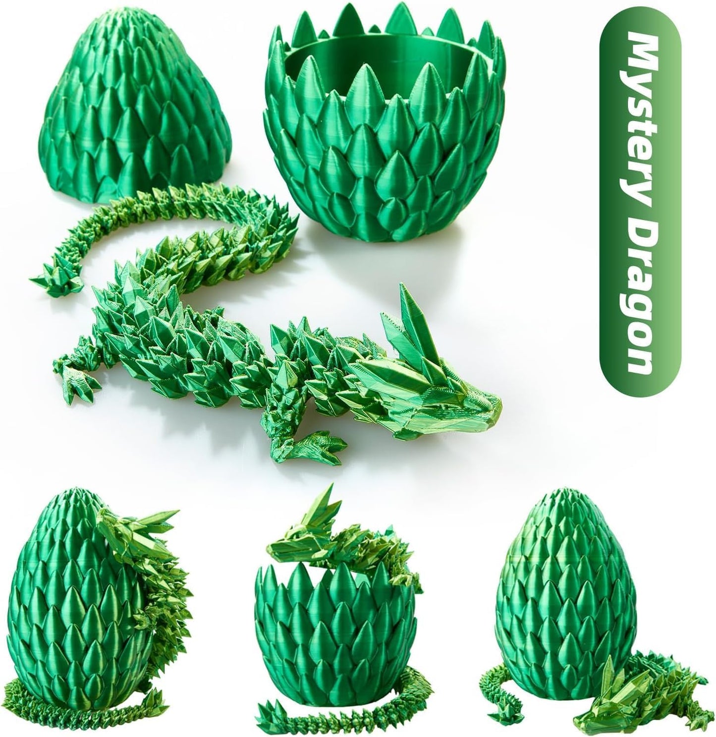 12inch 3D Printed Dragon Egg,Mystery Crystal Dragon Fidget Toys,Articulated Dragon,Home Desk Decor Easter Surprise Dinosaur Eggs,Adults Fidget Toys for Autism/ADHD (Turquoise)