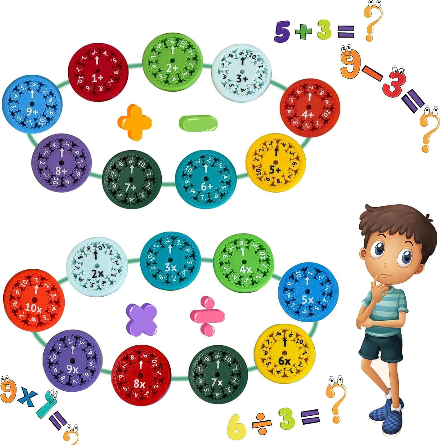 18pcs Math Fidget Spinners, Round Math Fact Fidget Spinner Toy, Number Fidget Spinner, Math Learning & Education Fidget Game for Kids Birthday Christmas New Year Gifts