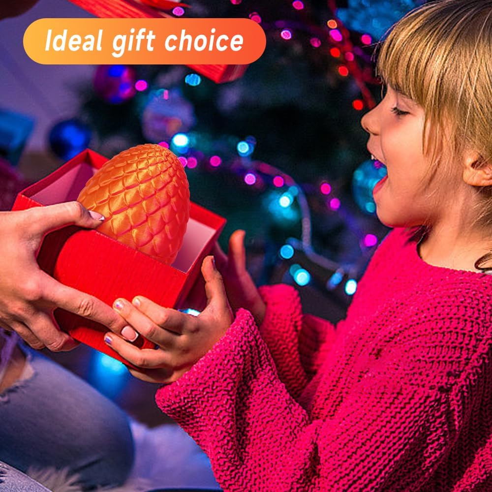 3D Printed Dragon Egg, Mystery Crystal Dragon Egg Fidget Toys Surprise, Articulated Crystal Dragon Eggs with Dragon Inside (Laser Red)