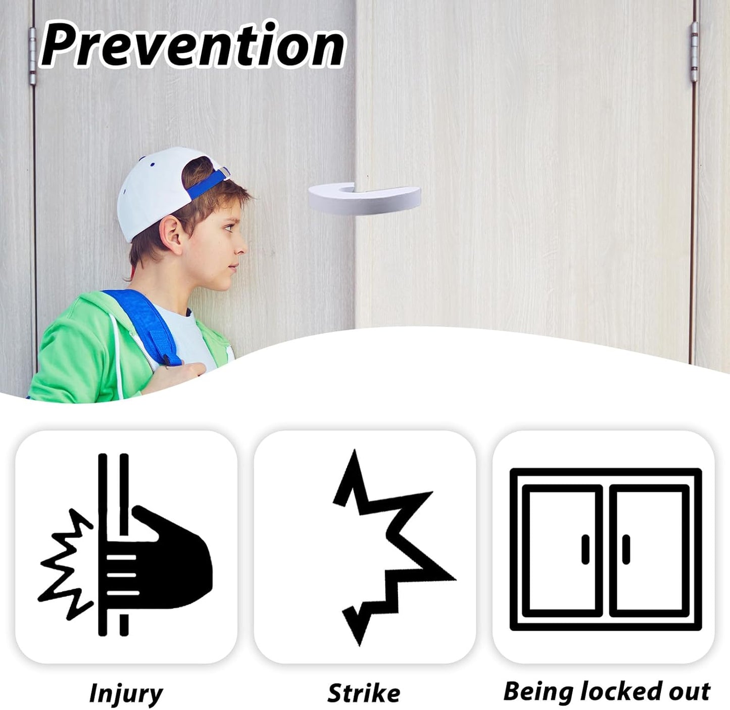 6 Pack Cat Safety Doors Stoppers Finger Pinch Guard EVA Foam Anti Door Slam Stopper to Keep Doors Open Stop Door from Slamming - White