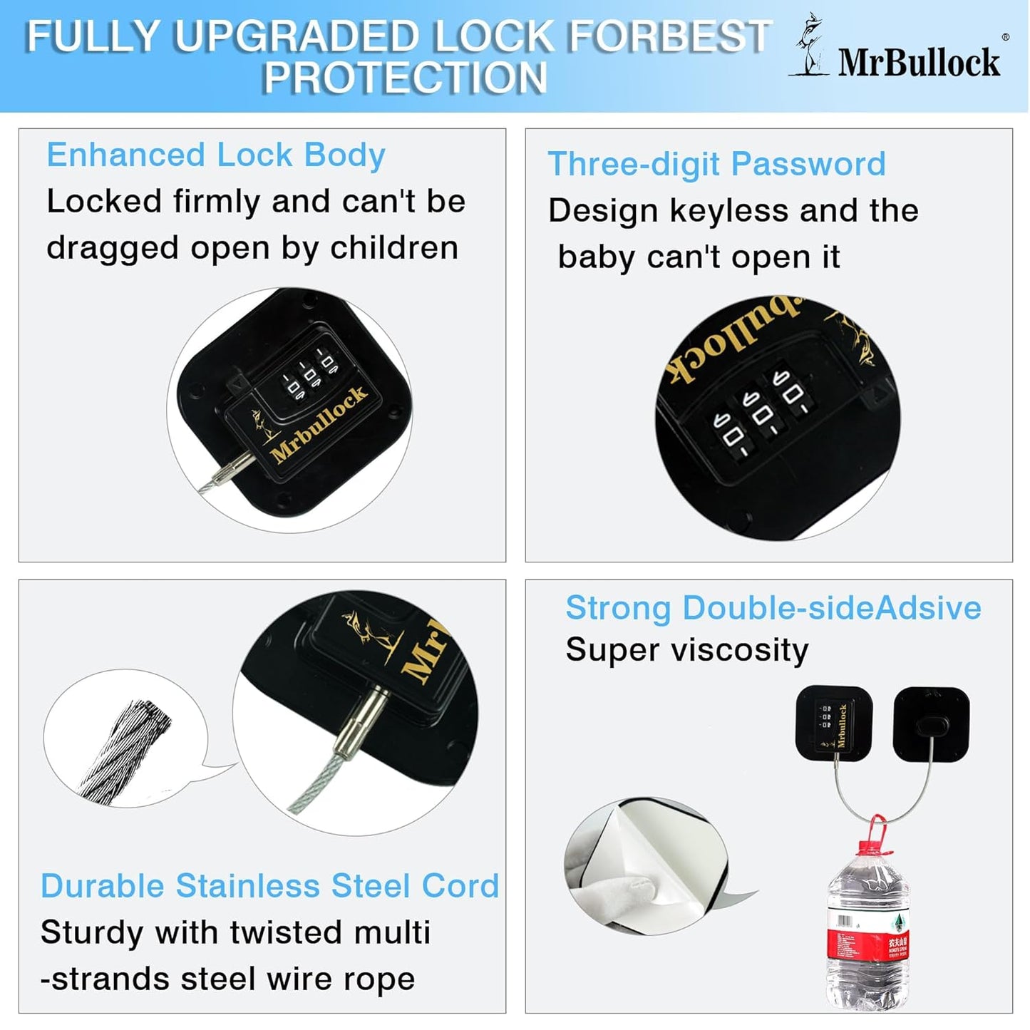 2 Pack Refrigerator Lock Fridge Locks for Kids Keyless Child Safety Cabinet Locks for Cabinets Closets Drawers Window Electrical Appliances Locks