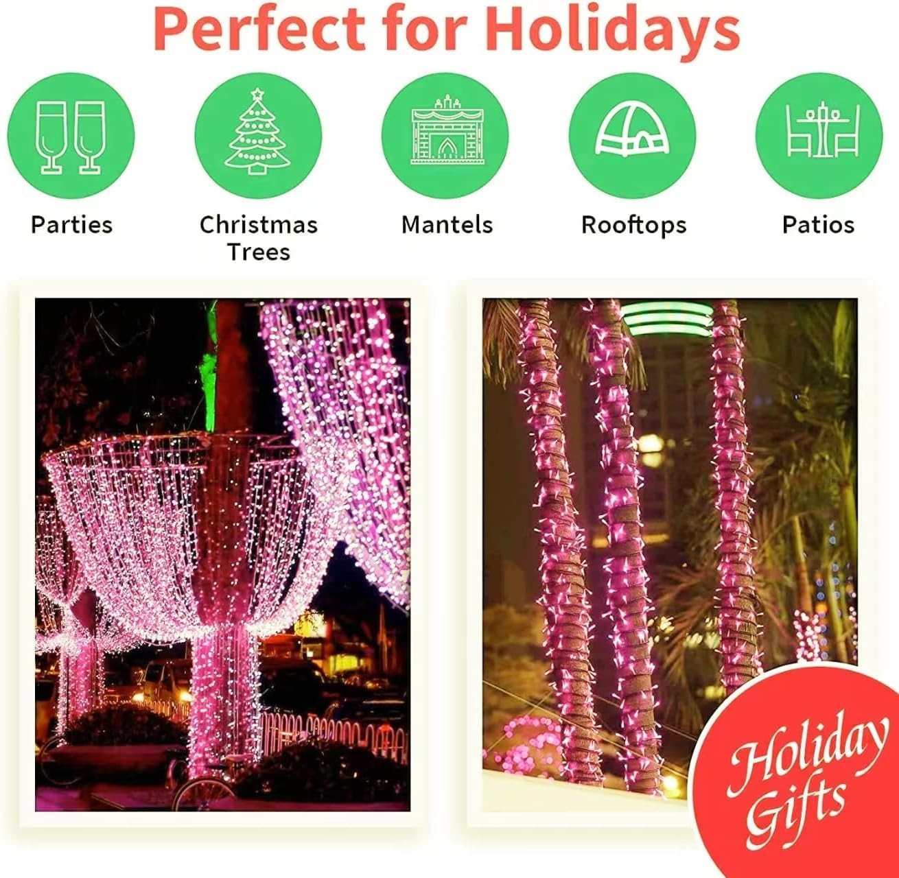 33ft Valentine Lights String, 100 LED Green Wire Pink Fairy Starry String Lights Plug in,11 Lighting Modes for Valentines Day Tree Decorations Wedding Party Decoration (Pink)