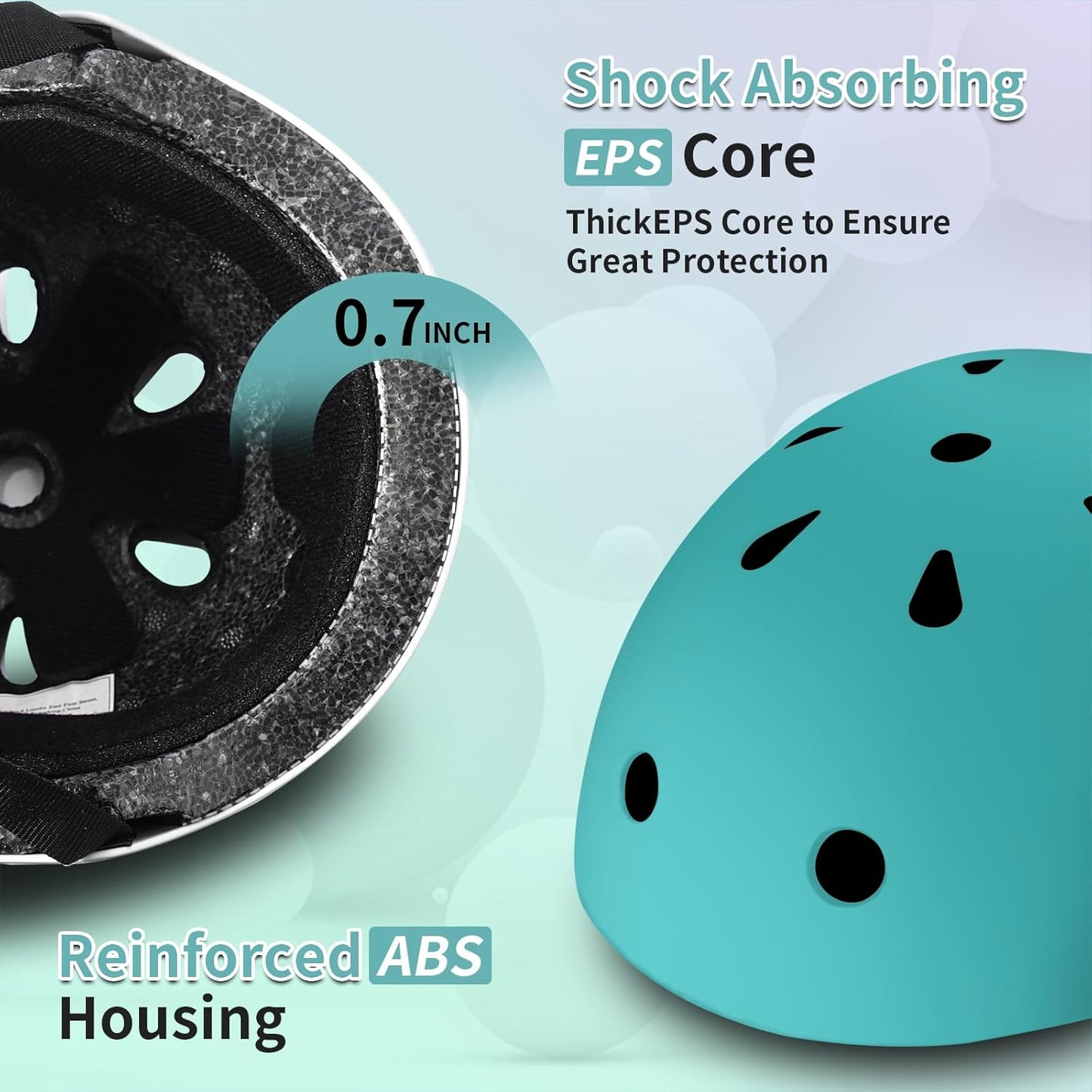 Adjustable Kids Bike Helmet with Knee & Elbow Pads Set, Color Gradient Design for Boys and Girls Aged 3-14+, for Skateboarding, Scooter, Roller & Inline Skating, Longboard