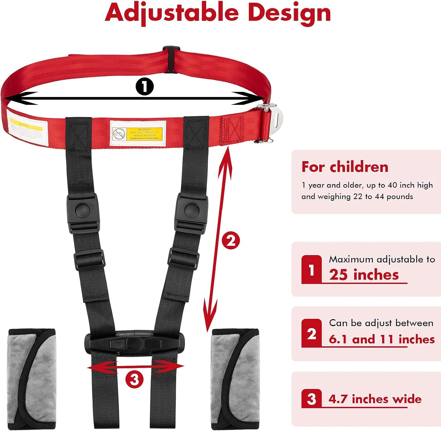 Airplane Harness for Toddlers with Soft Shoulder Pad Child Airplane Safety Travel Harness for Kids Baby Travel Essentials for Flying with Toddler Must Haves Toddler Plane Essentials