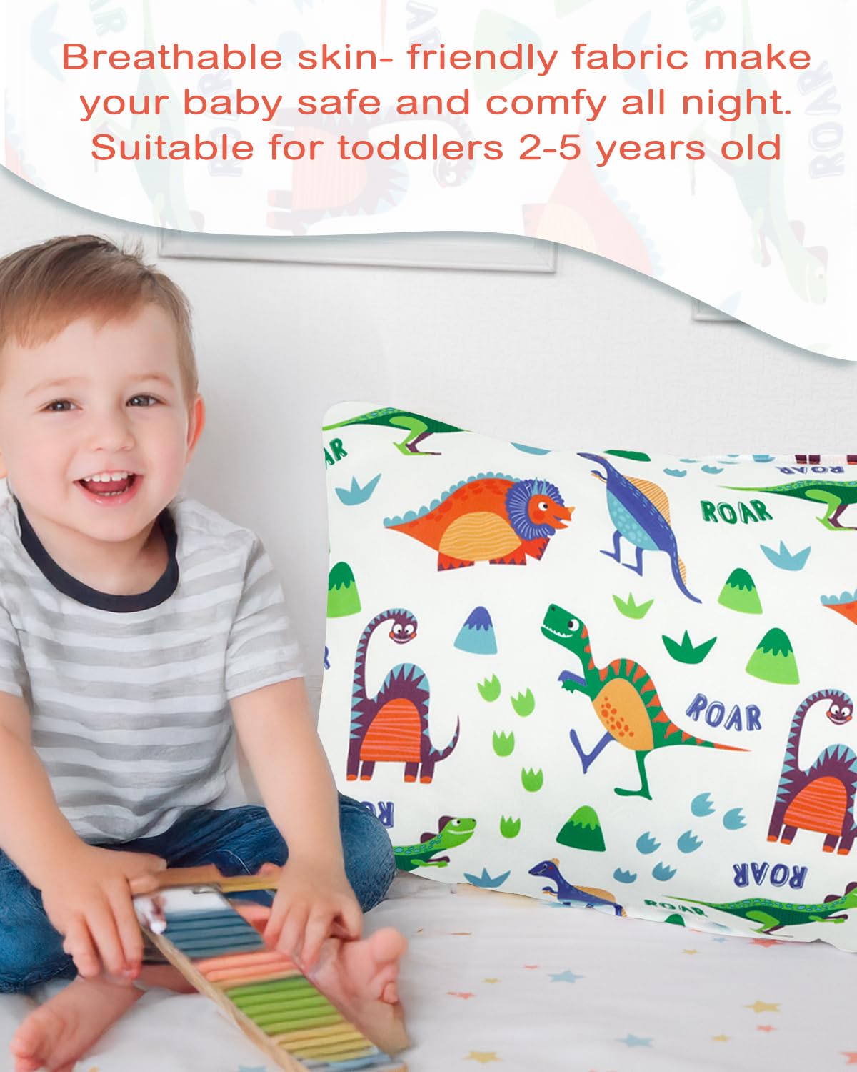 ALVABABY Toddler Pillowcases Stretchy Soft Kids Pillow Cover 2 Pack Fit 13"x 18" or 12"x16" Envelope for Girl Boy Sleepy Travel 2TPE32A