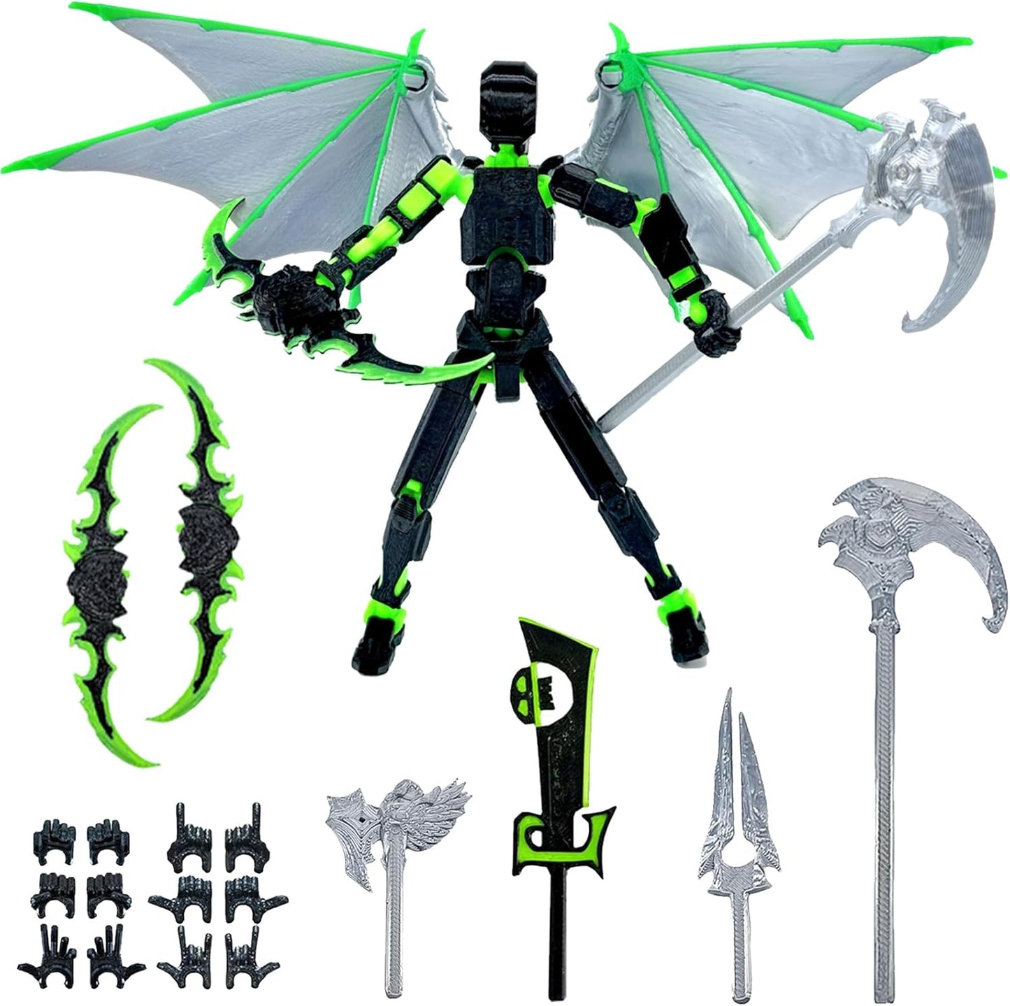 (Assembly Completed) T13 Action Figure Set, Titan 13 Action Figures, 3D Printed Dummy 13 Multi-Jointed Movable Robot Toy, Diy Lucky 13 Action Figure for Kids Adult Christmas Birthday Gifts (Green)