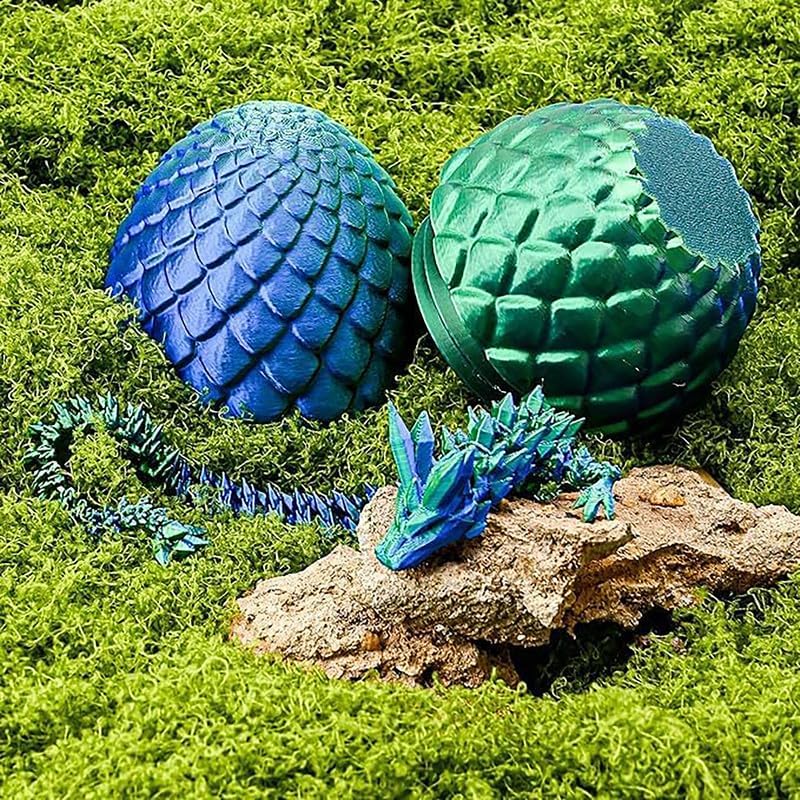3D Printed Dragon Egg, 12inch Dragon Fidget Toys with Wings Easter Basket Stuffers Executive Desk Toys Crystal Dragon for Autism/ADHD Home Office Decor