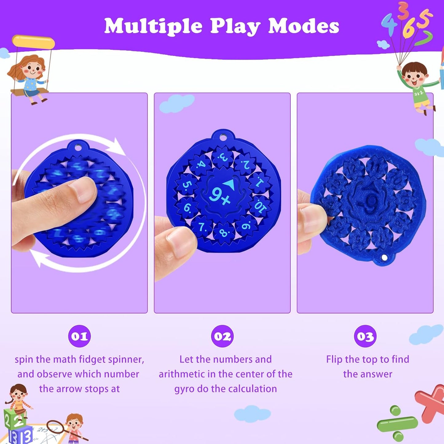 9PCS New Math Fidget Spinners,Interactive Math Gmaes Fidget Toys for Kids,Early Education Math Facts Fidget Spinners Gmaes to Relieve Stress and Fun Learning（Addition & Subtraction）