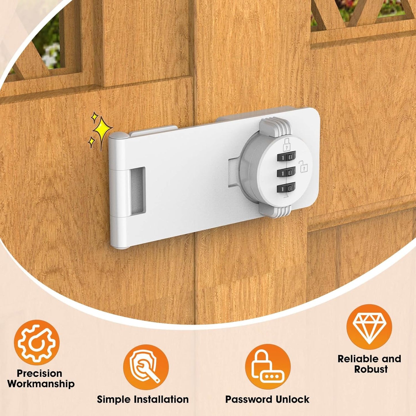 3-Digit Combination Cabinet Lock, 4.5" Keyless Safety Drawer Lock for Lockers, Small Doors, Closets, Storage, Office (1, White)