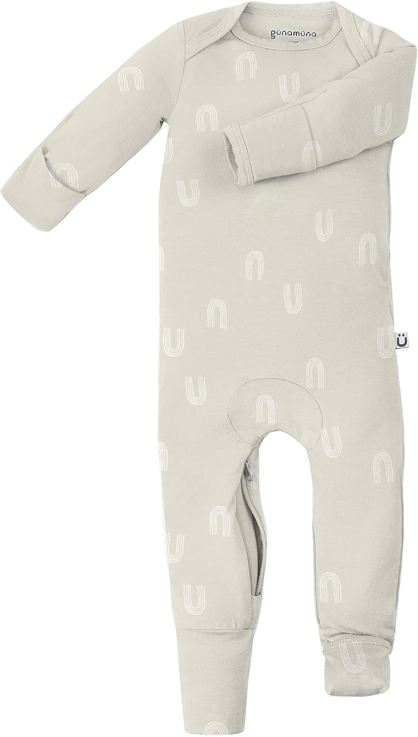 GUNAMUNA Unisex Baby Toddler Ultra-Soft Convertible Pajama, Footie or Romper Sleeper with Diaper Zipper, Newborn to 24 Months