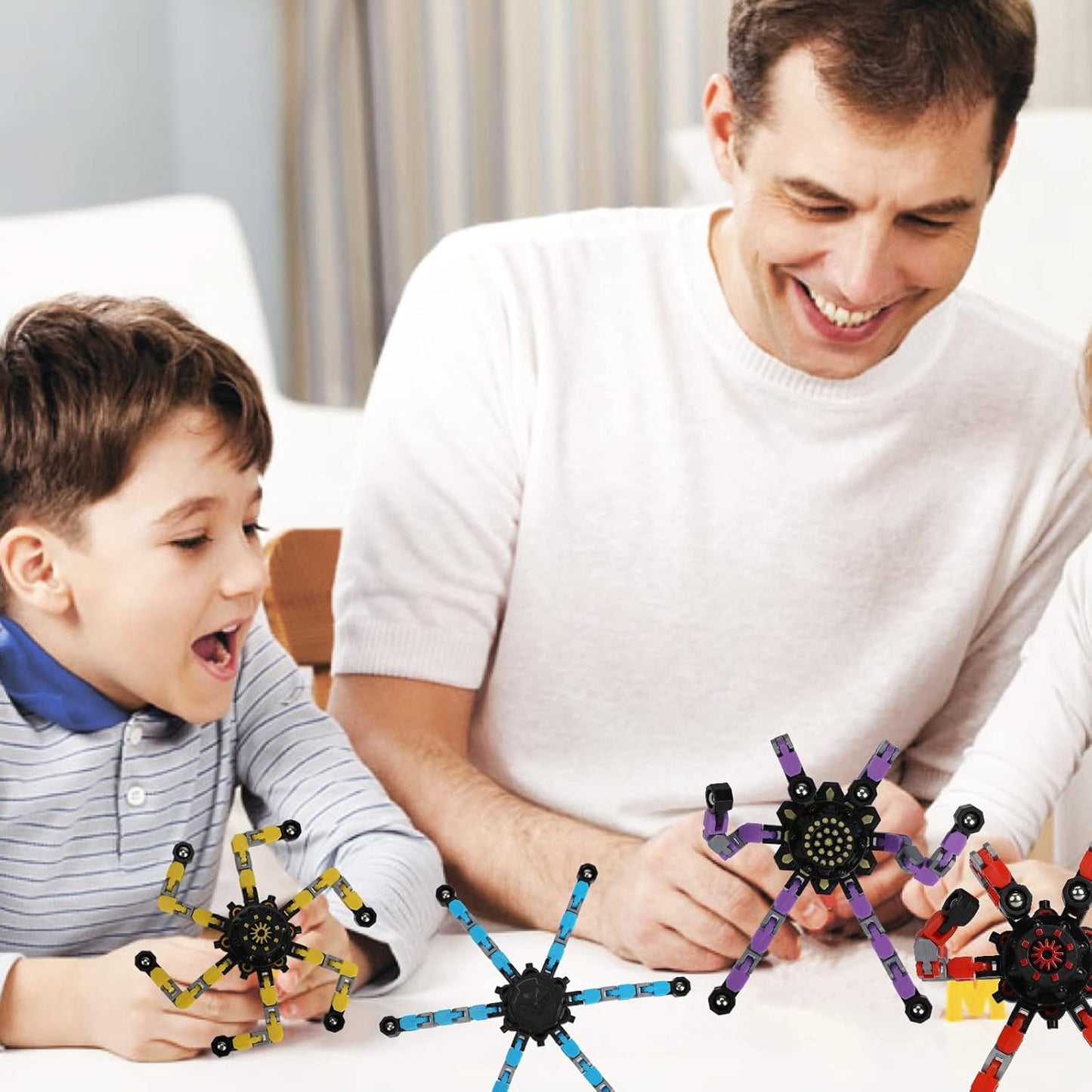 4 Pack Transformable Fidget Spinner Fidget Toys Set, Fidget Spinner Transformable,Sensory Fidget Toys Stress Relief and Anti Anxiety Toys for Kids and Adults Gift for Christmas Birthday Party Favor