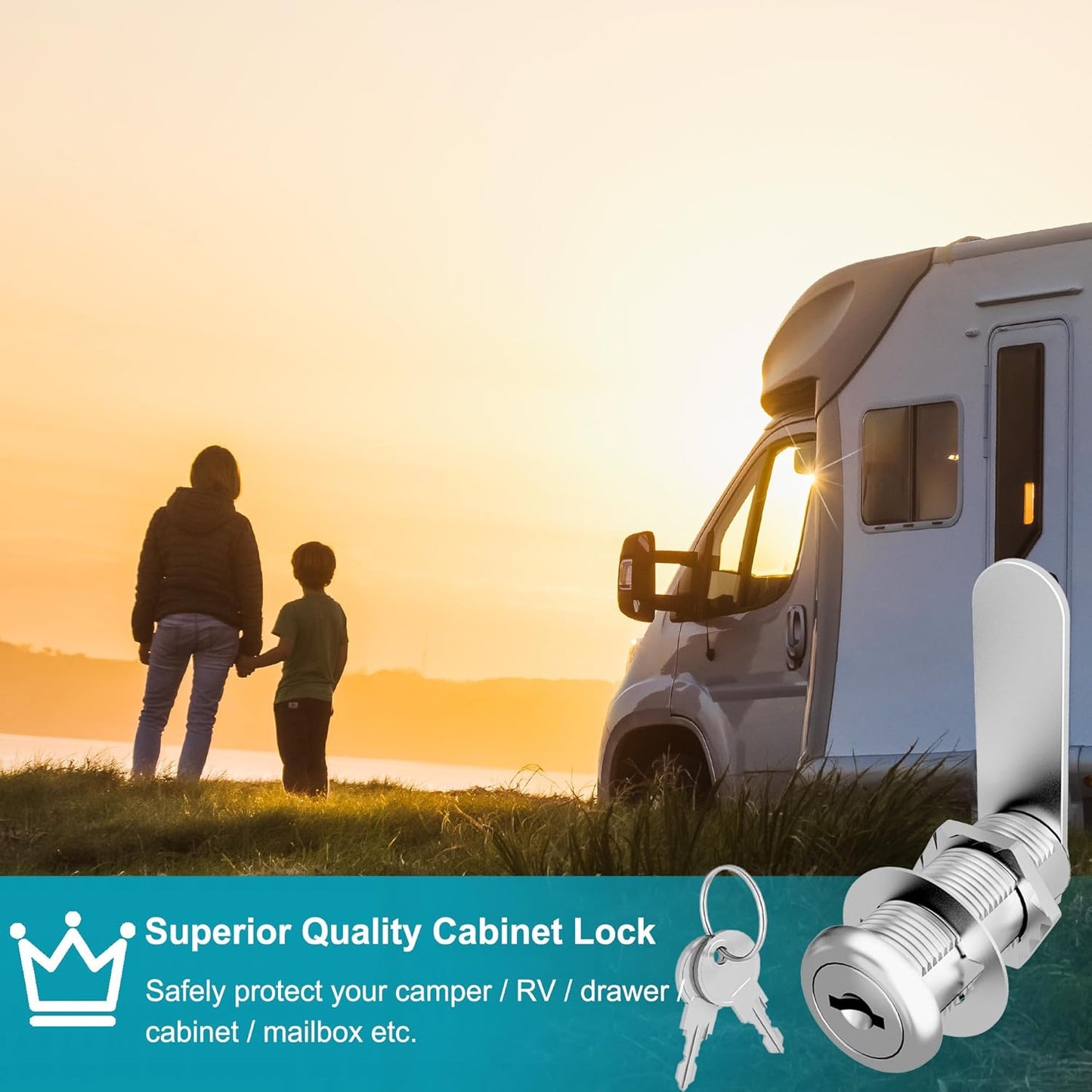 6 Pcs Cabinet Locks with Keys, 1-1/2 Inch Cam Lock Keyed Alike, RV Lock for RV Storage Door, Cabinets and Drawer, Toolbox Locks with Keys, Zinc Alloy