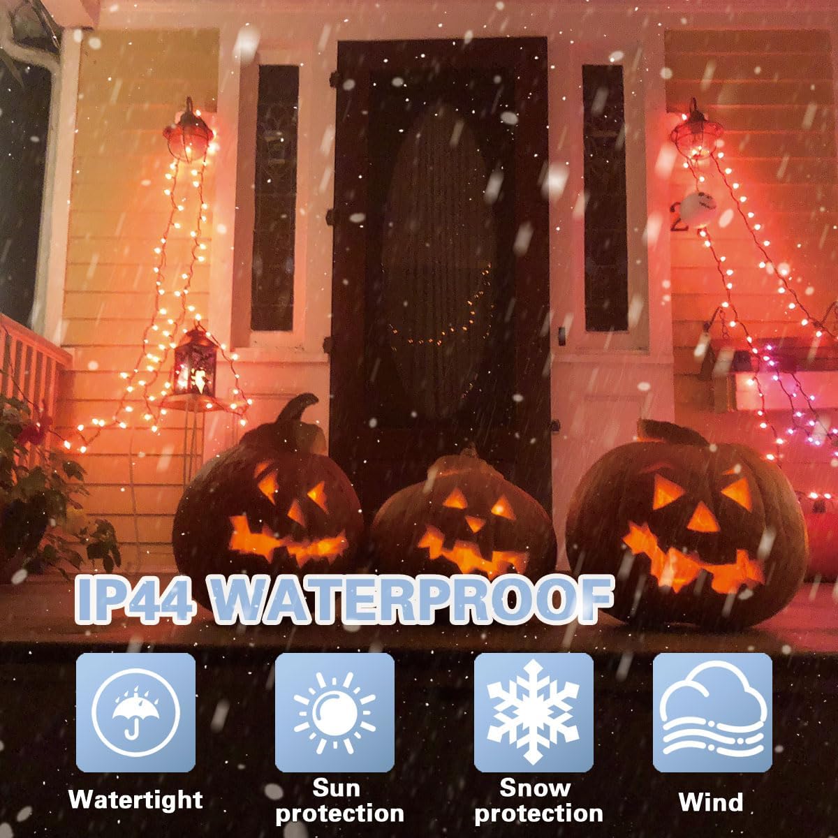 33ft Halloween Decorative Mini Lights, 100 LED Green Wire Fairy Starry String Lights Plug in, 11 Lighting Modes, for Halloween Decoration Outdoor Xmas Tree Party Decoration (Orange)