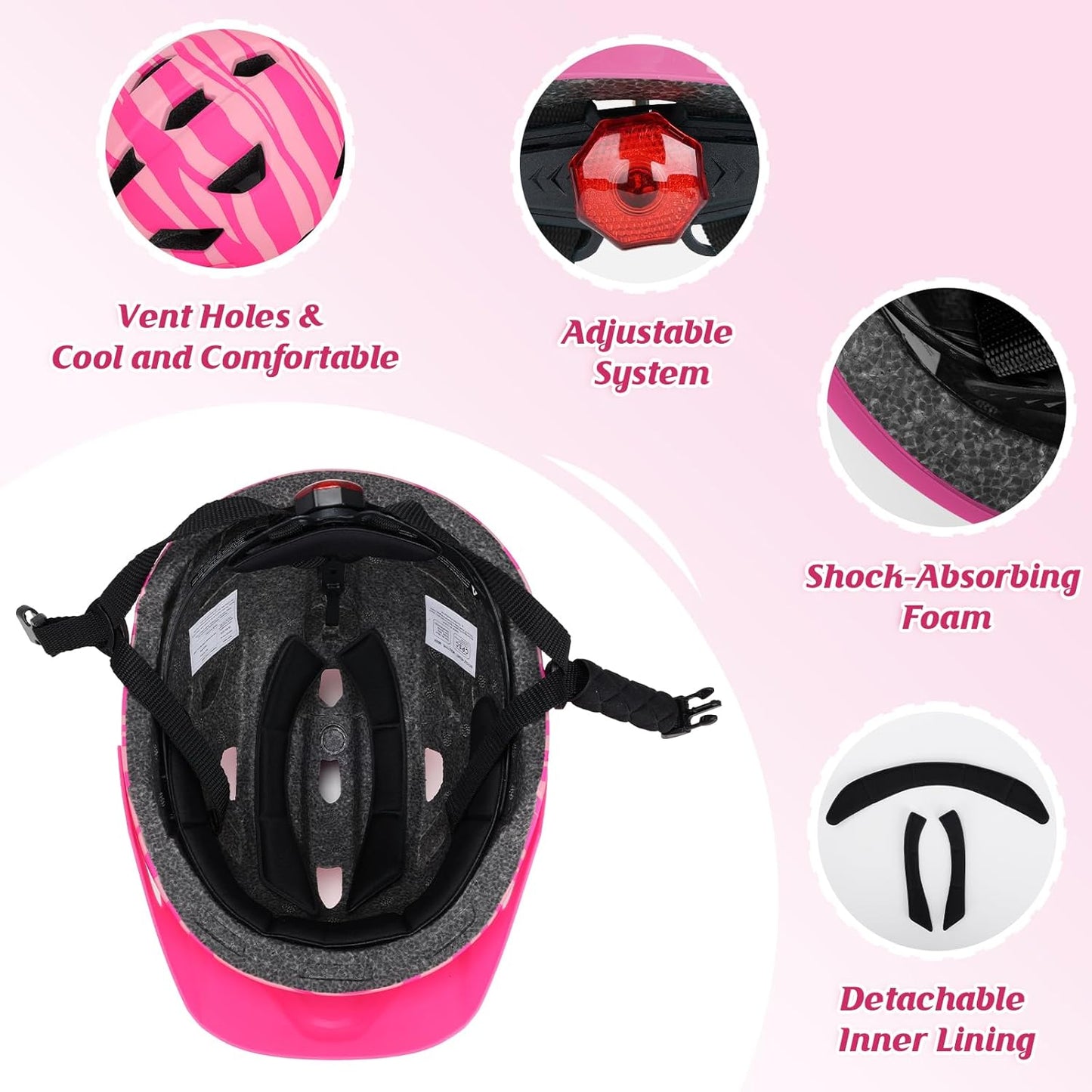 Adjustable Toddler Helmet, Kids Bike Helmets for Boys Girls 3-5/4-6/5-8 Years, Protective Gear Set for Bicycling/Skateboarding/Rollerblading/Scootering