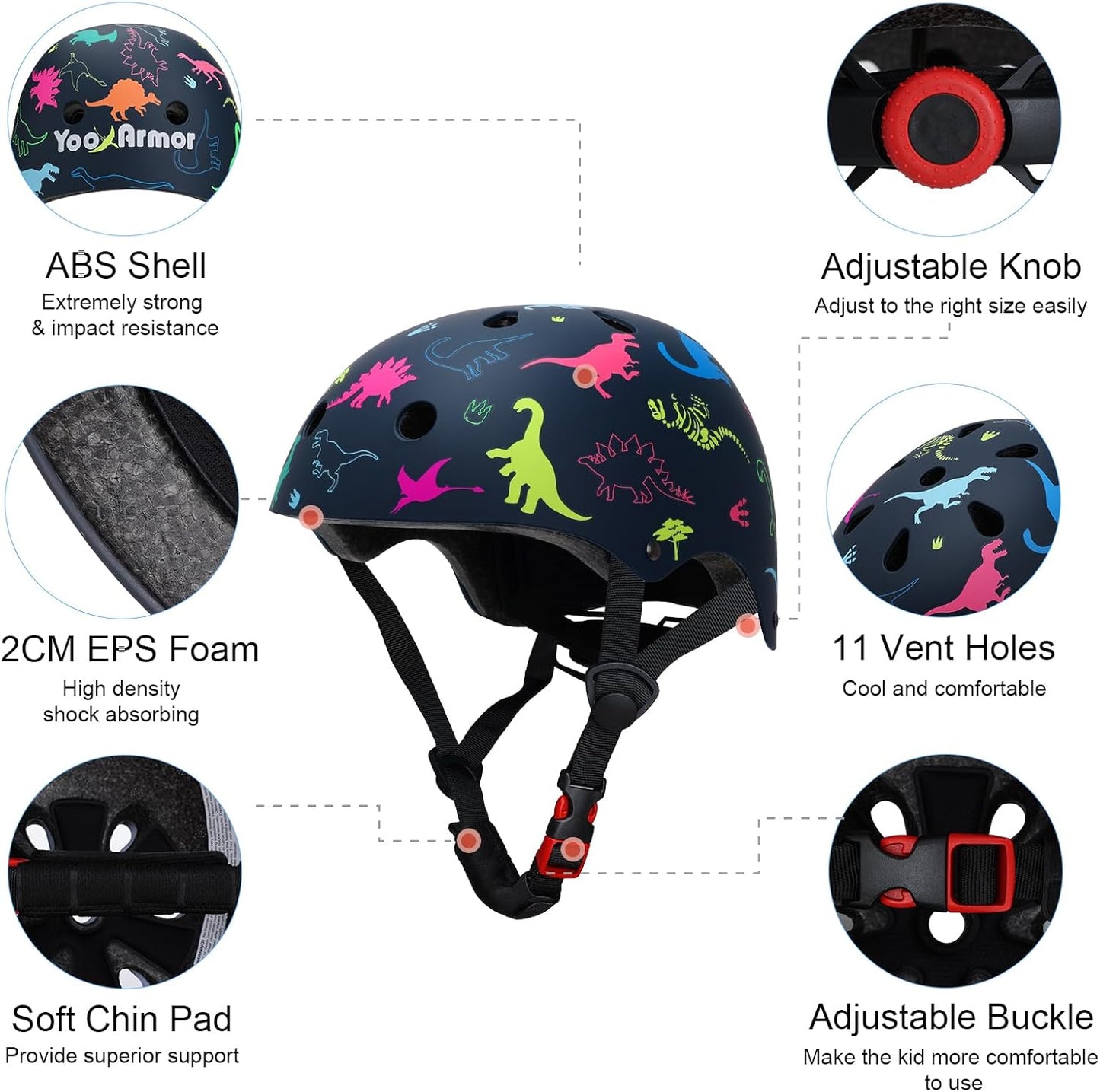 Adjustable Toddler Helmet, Kids Bike Helmets for Boys Girls 3-5/4-6/5-8 Years, Protective Gear Set for Bicycling/Skateboarding/Rollerblading/Scootering