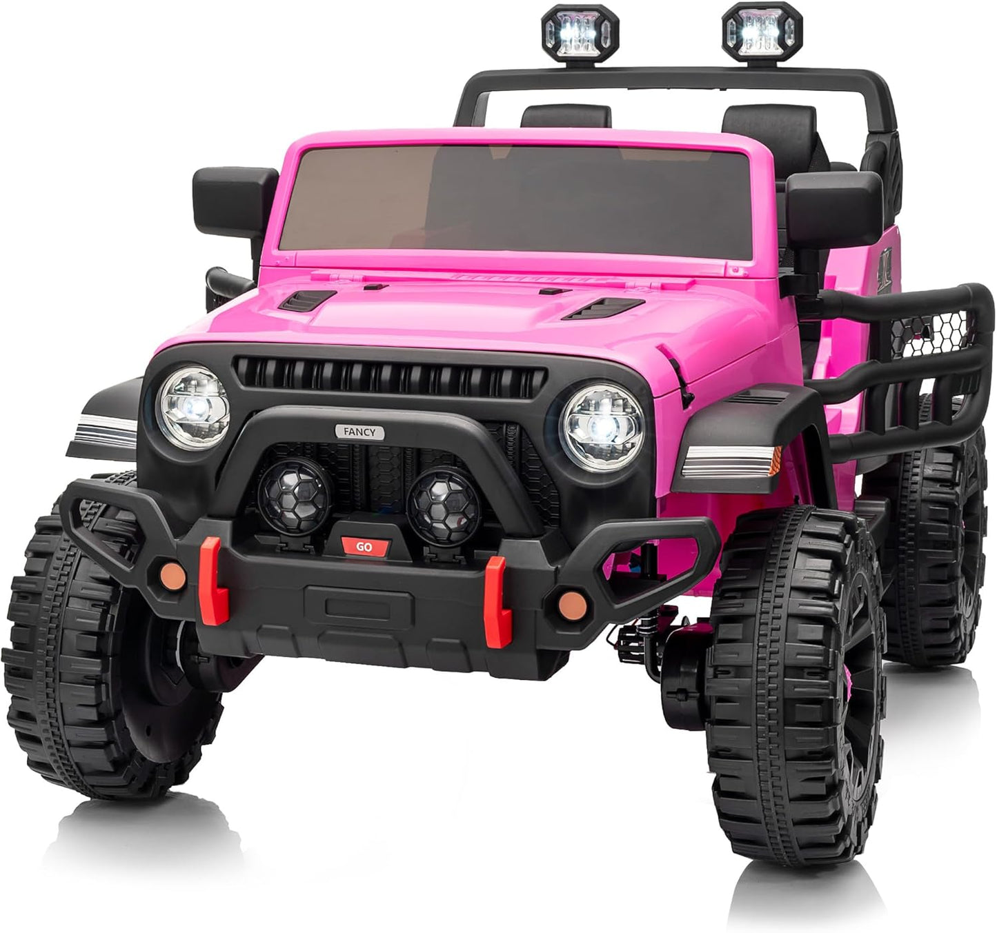 2 Seater Ride on Car Truck, 12V Kids Electric Ride on Toy for Big Kids Age 3-8 w/Remote Control- Hot Pink