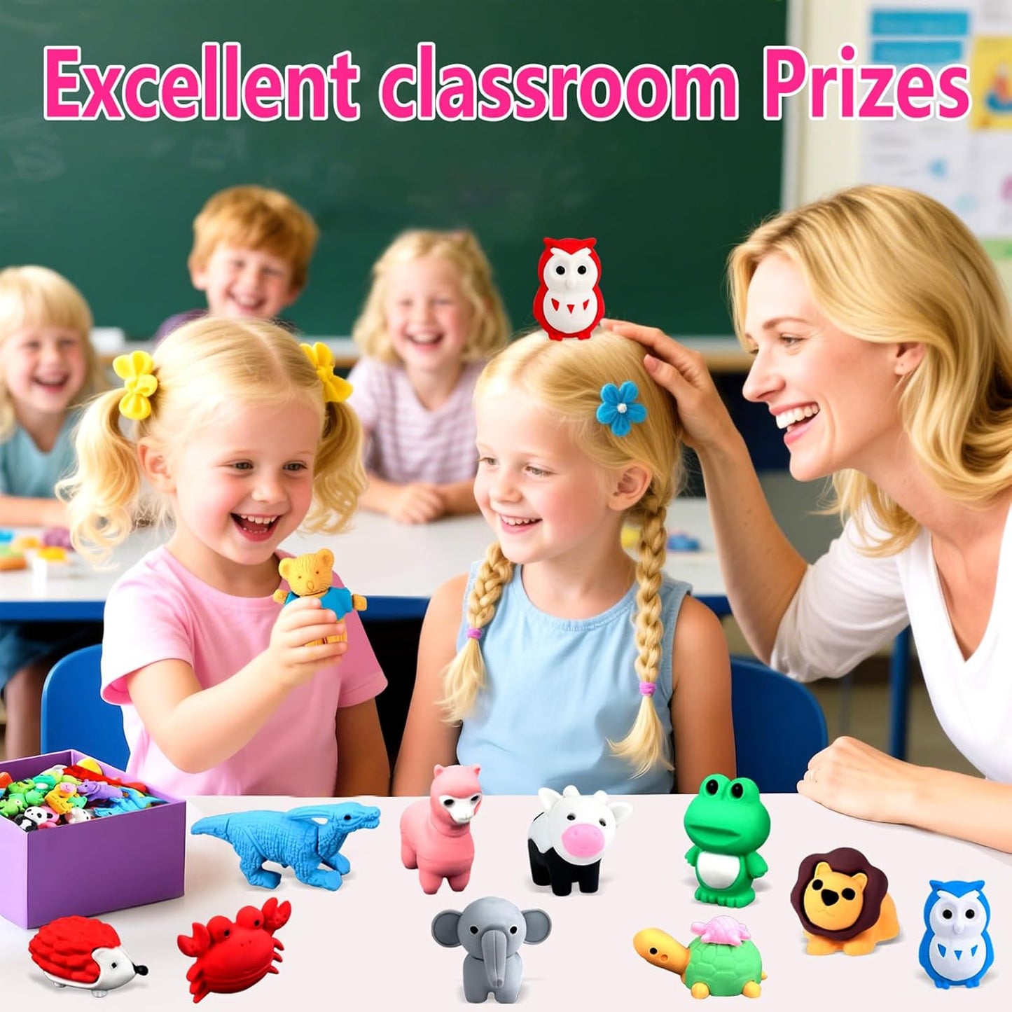121Pcs Animal Erasers Desk Pets for Kids Animal Pencil Erasers Bulk Puzzle Eraser Toys Gifts for Classroom Prizes,Game Reward,Treasure Box,Easter Egg Fillers,Goodie Bag Stuffer,Party Favors