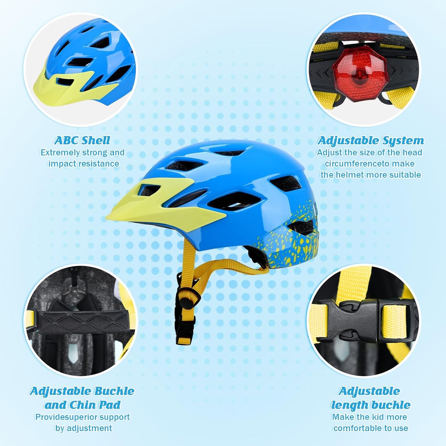 Adjustable Toddler Helmet, Kids Bike Helmets for Boys Girls 3-5/4-6/5-8 Years, Protective Gear Set for Bicycling/Skateboarding/Rollerblading/Scootering